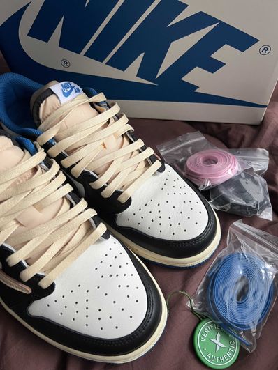 Travis Scott × fragment design × Nike Air Jordan 1 Low OG SP "Military Blue"