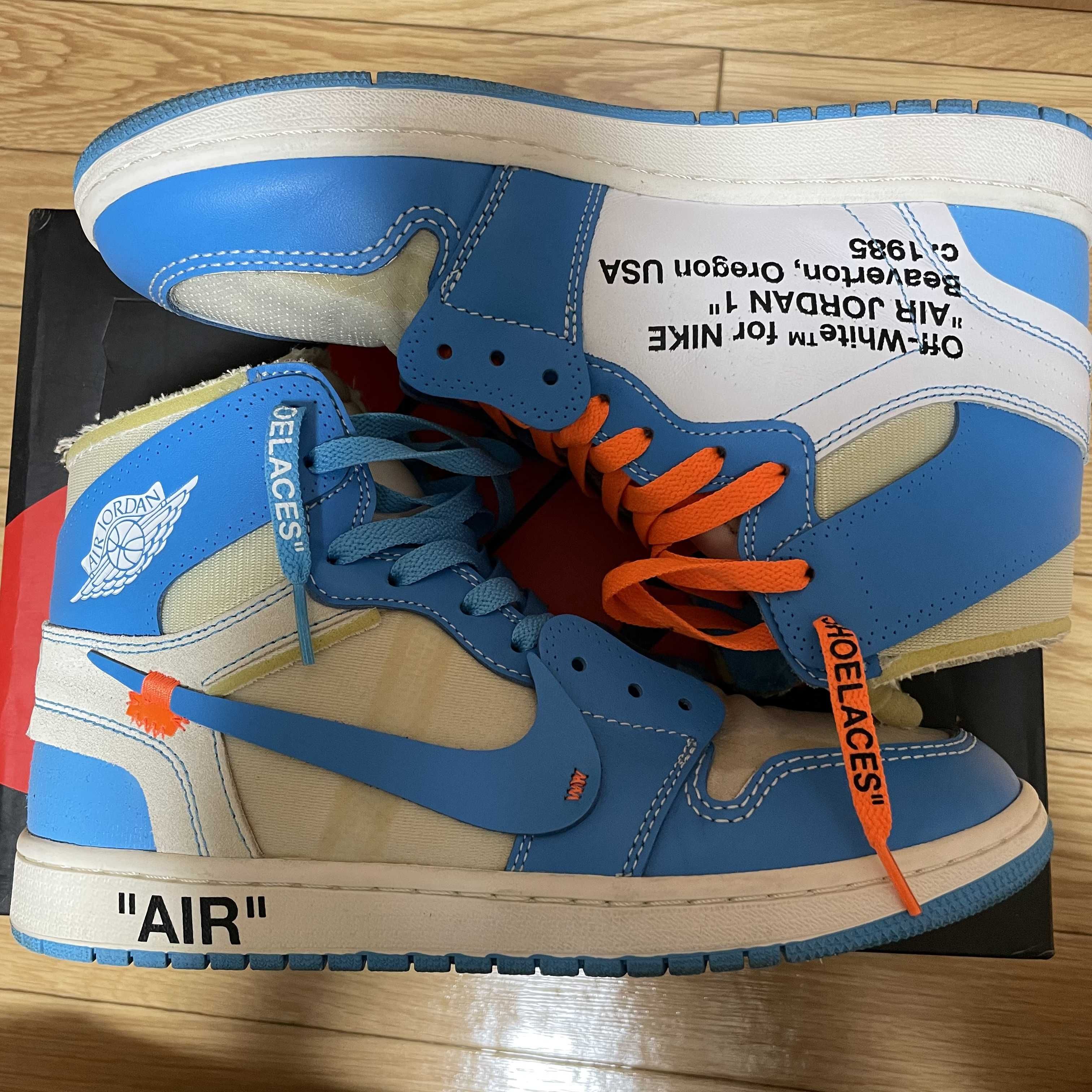 Off-White × Nike Air Jordan 1 High UNC "White/Dark Powder Blue"