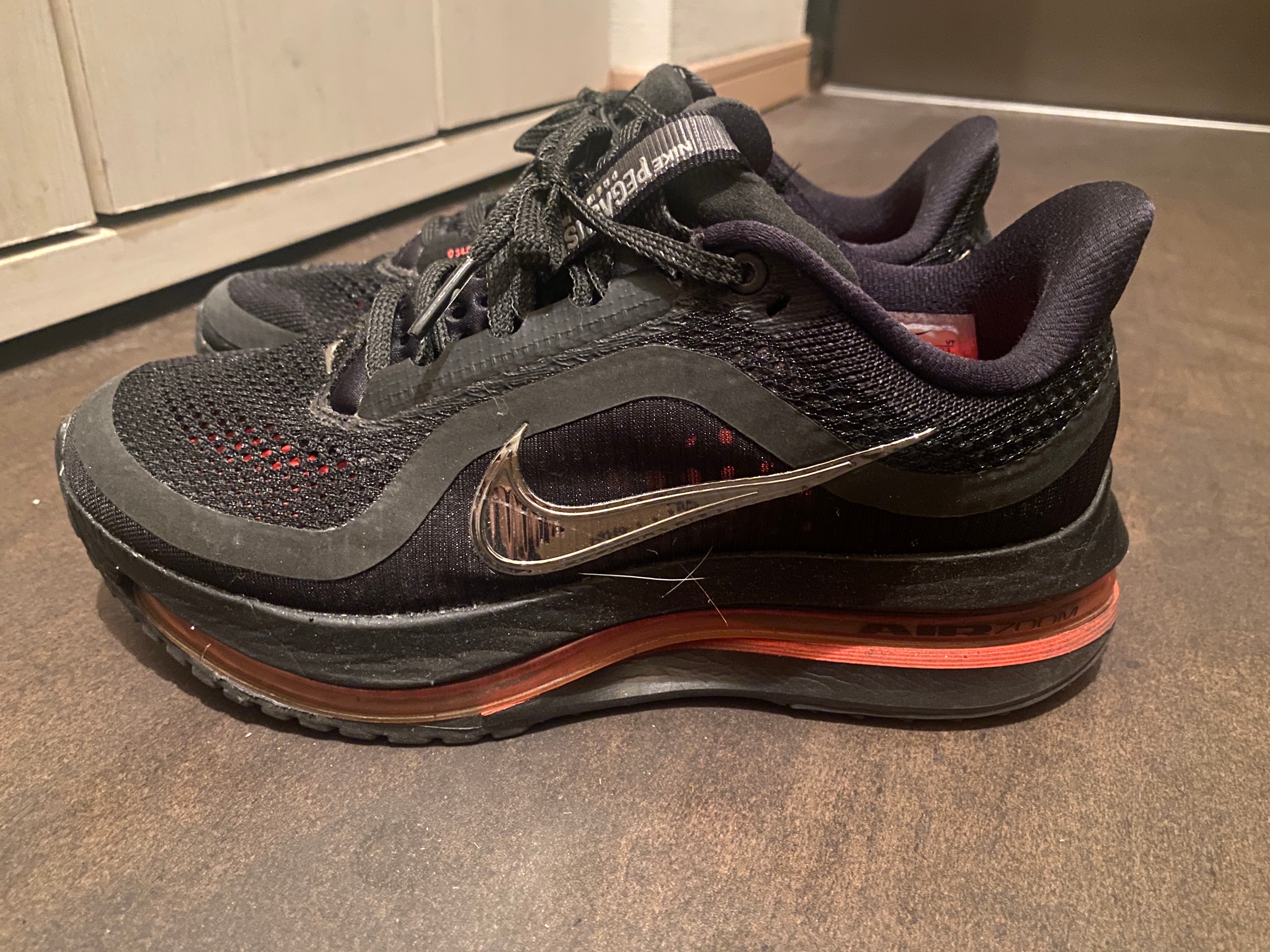 ナイキ ウィメンズ ペガサス PRM "ブラック/ブライトクリムゾン/メタリックシルバー"