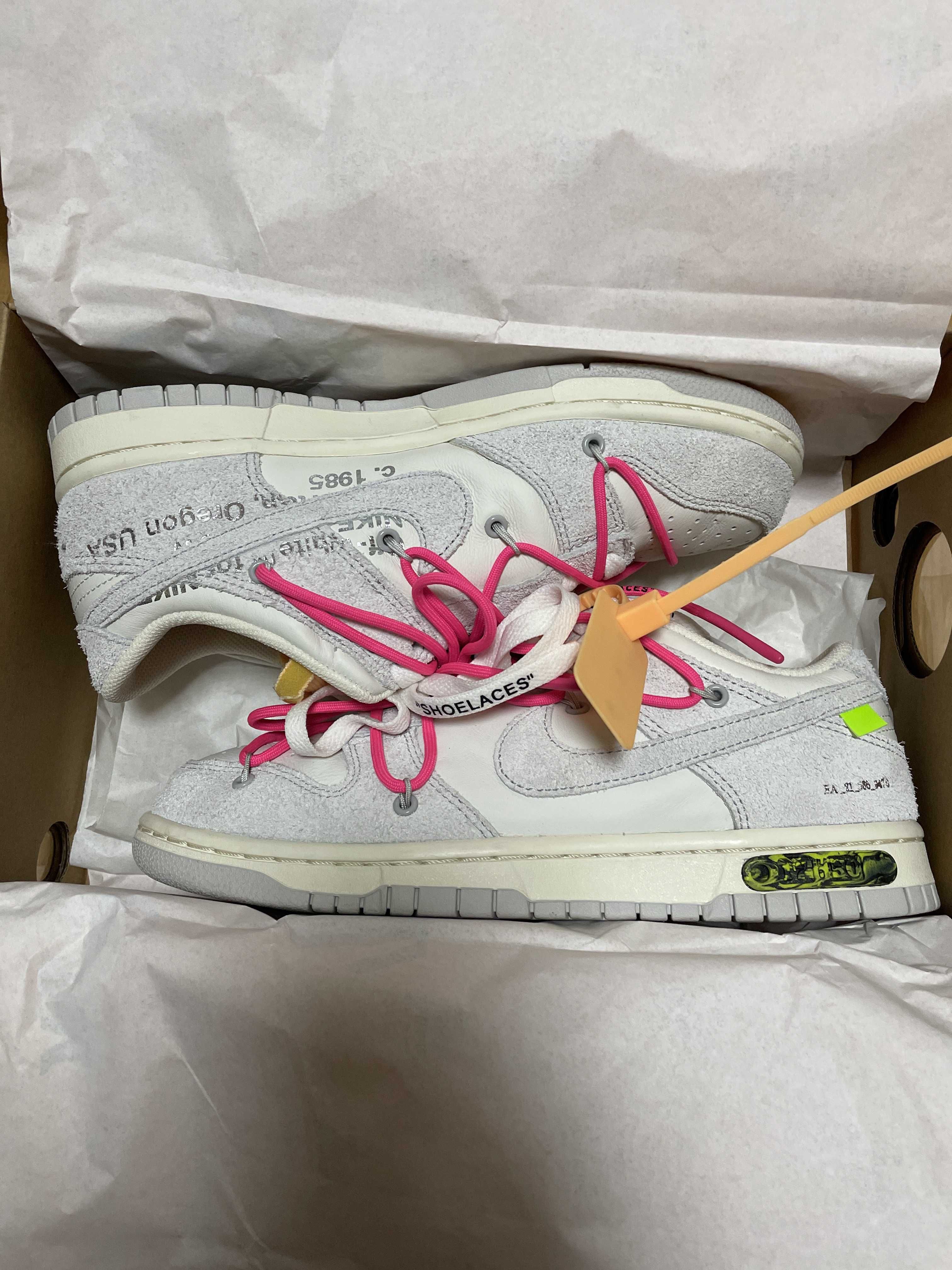 Off-White × Nike Dunk Low "Sail/Neutral Gray/Hyper Pink"