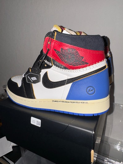fragment design × UNION × Nike Air Jordan 1 High OG "Black/Varsity Red"