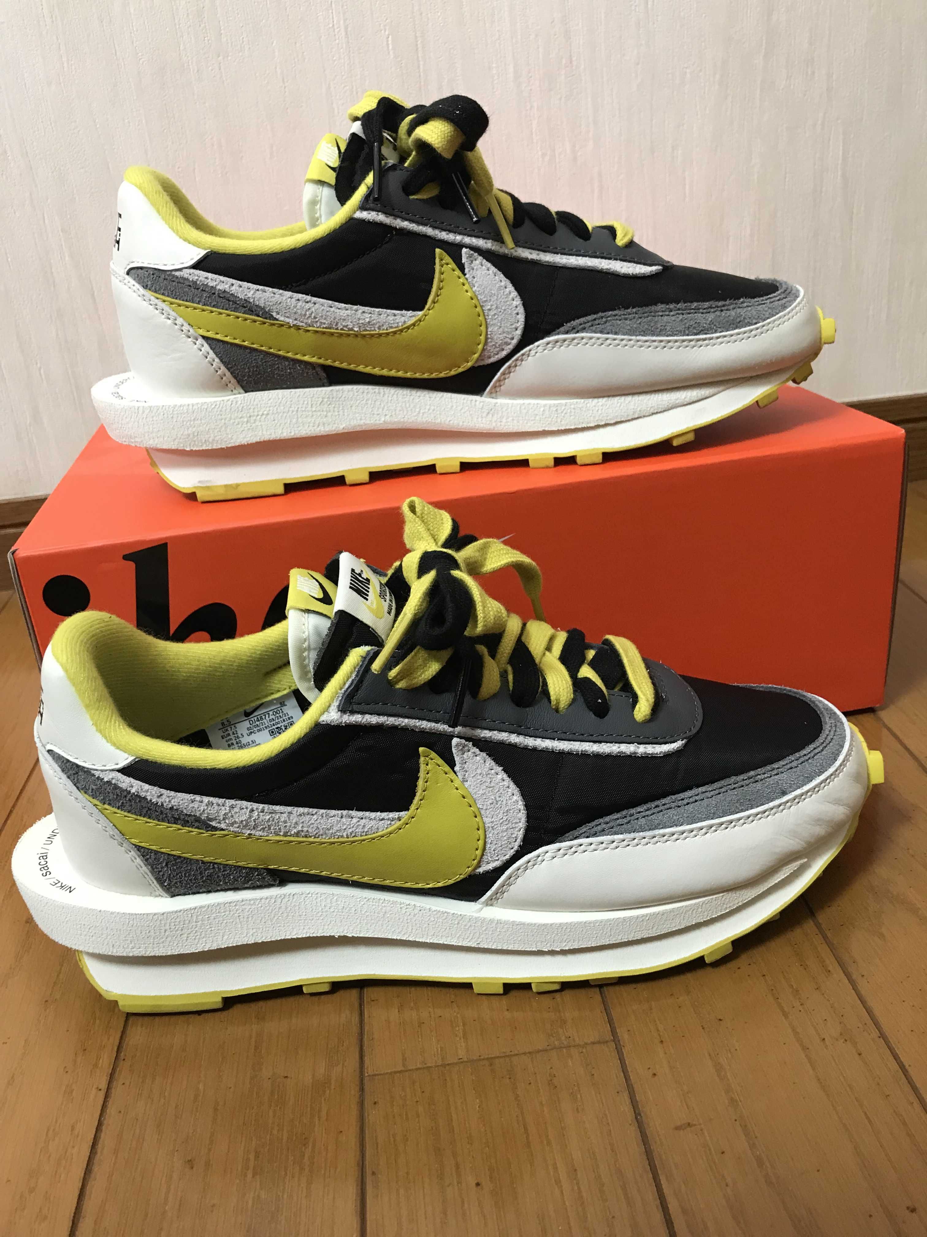 UNDERCOVER × sacai × Nike LD Waffle "Black/Sail-Dark Grey-Bright Citron"