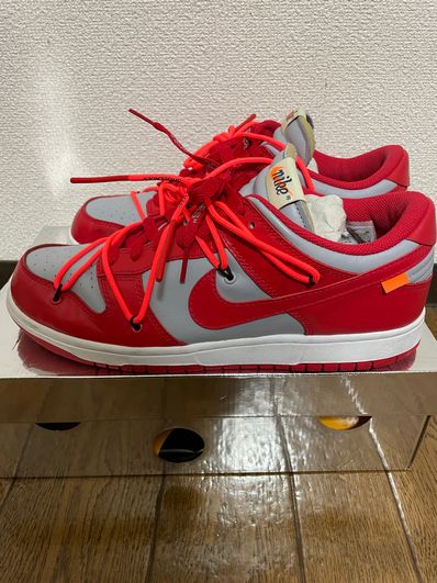 Off-White × Nike Dunk Low "University Red/Wolf Grey"