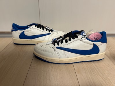 Travis Scott × fragment design × Nike Air Jordan 1 Low OG "Sail/Military Blue"
