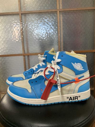 Off-White × Nike Air Jordan 1 High UNC "White/Dark Powder Blue"