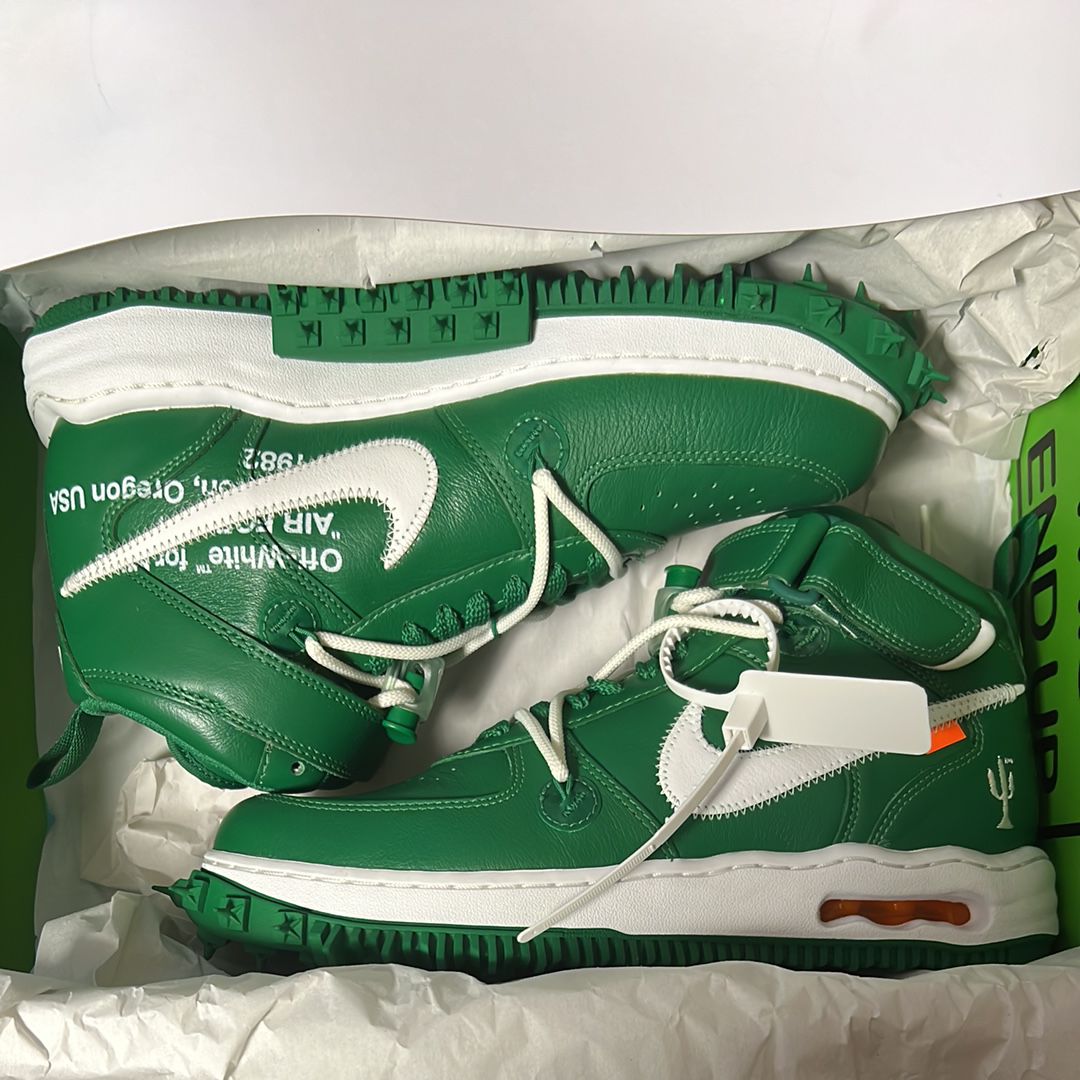Off-White × Nike Air Force 1 Mid SP LTHR "Pine Green"