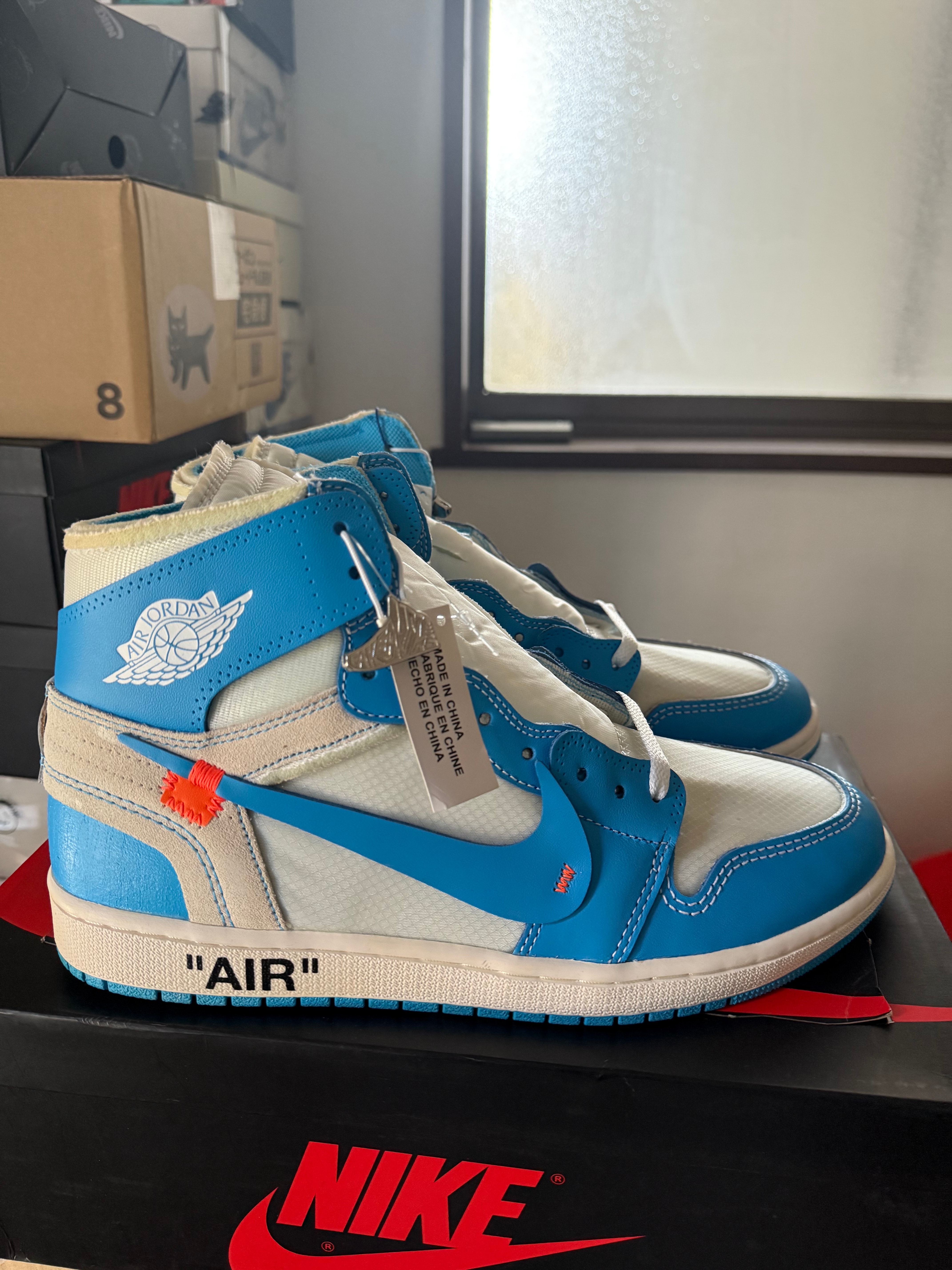Off-White × Nike Air Jordan 1 High UNC "White/Dark Powder Blue"