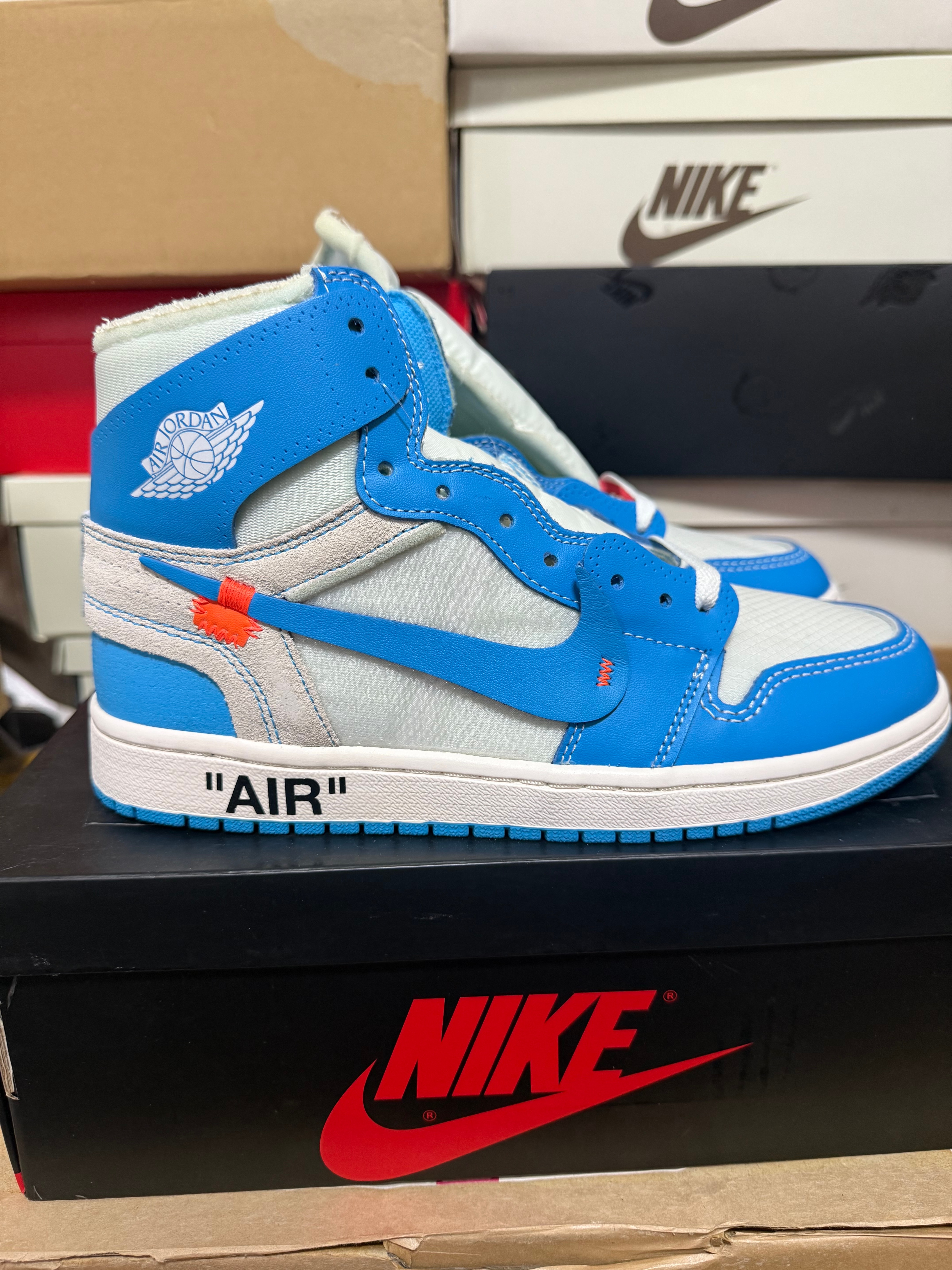 Off-White × Nike Air Jordan 1 High UNC "White/Dark Powder Blue"