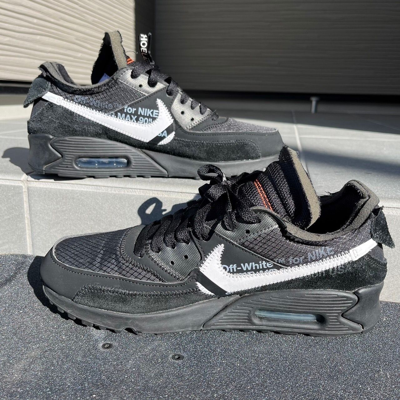 Off-White × Nike Air Max 90 "Black/Black-Cone-White"