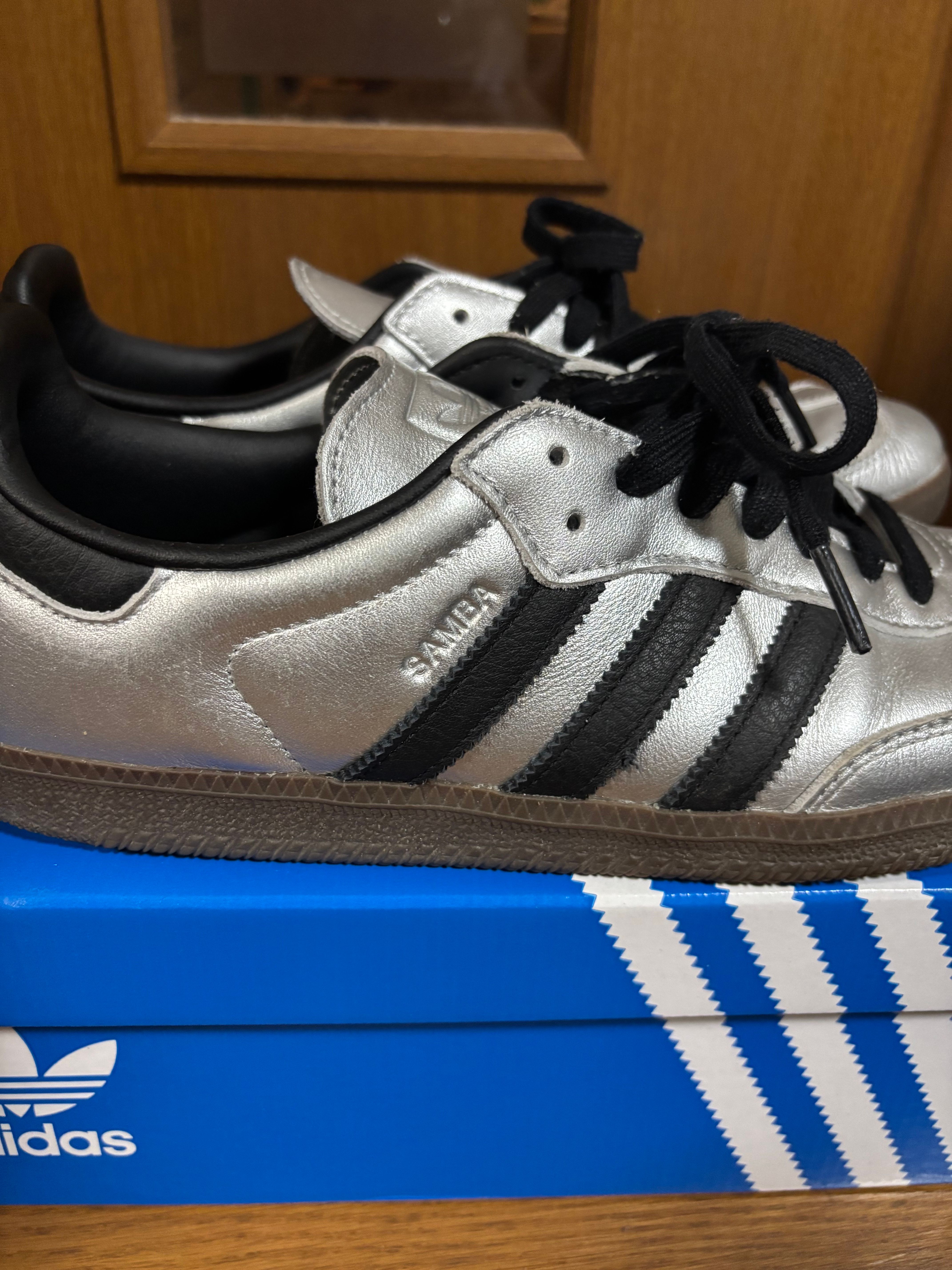 adidas Women's Samba OG "Silver Metallic/Core Black/Gum"