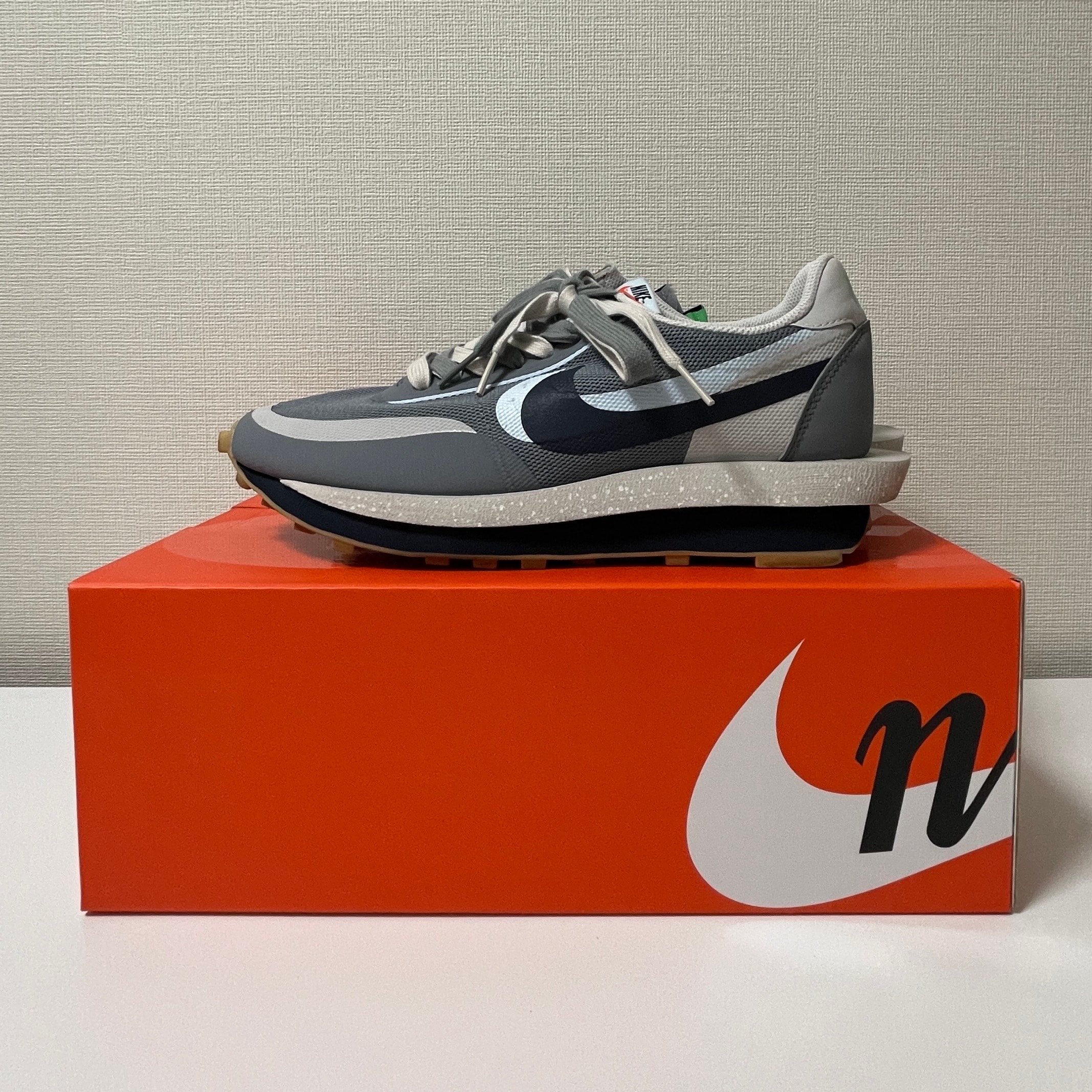 CLOT × Sacai × Nike LD Waffle "Grey Obsidian/Cool Grey"