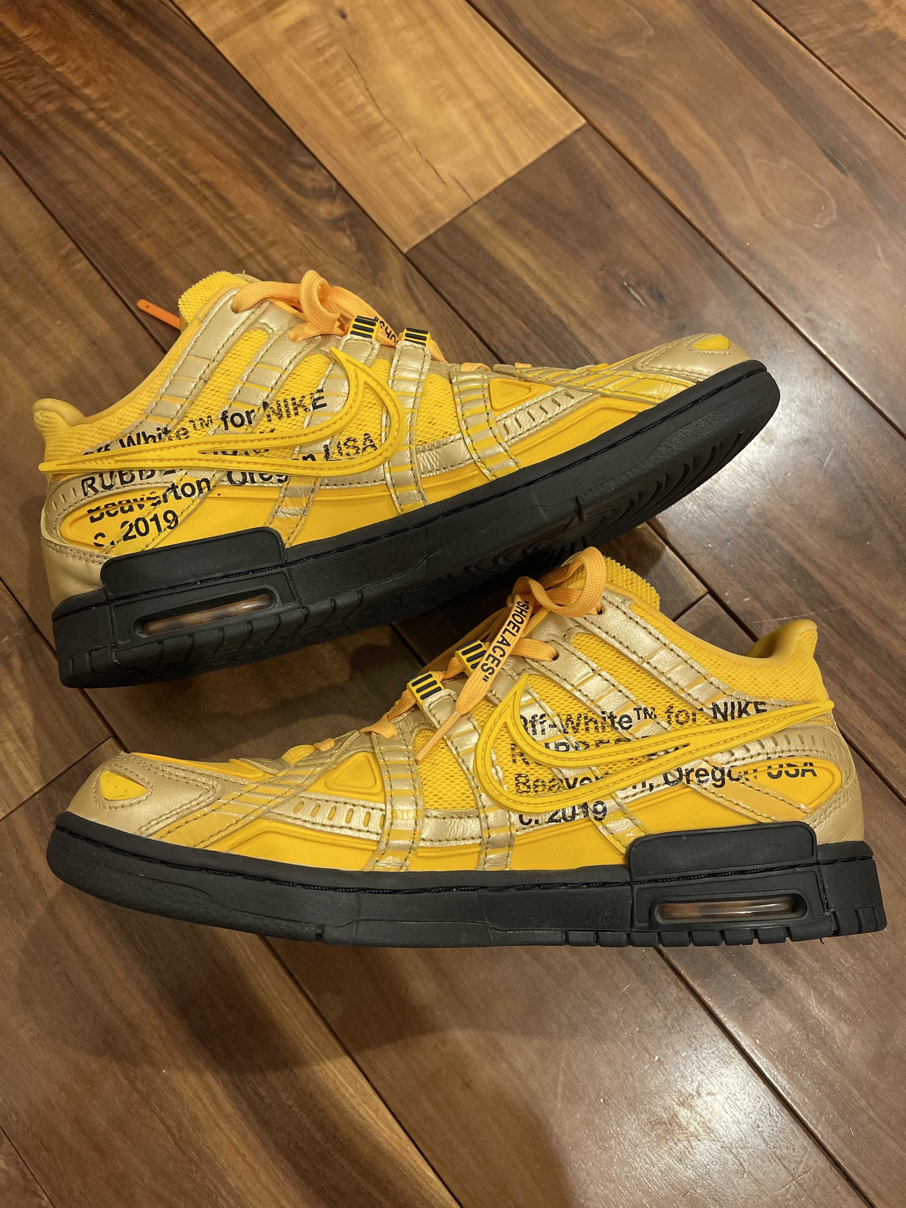 Off-White × Nike Air Rubber Dunk "University Gold"