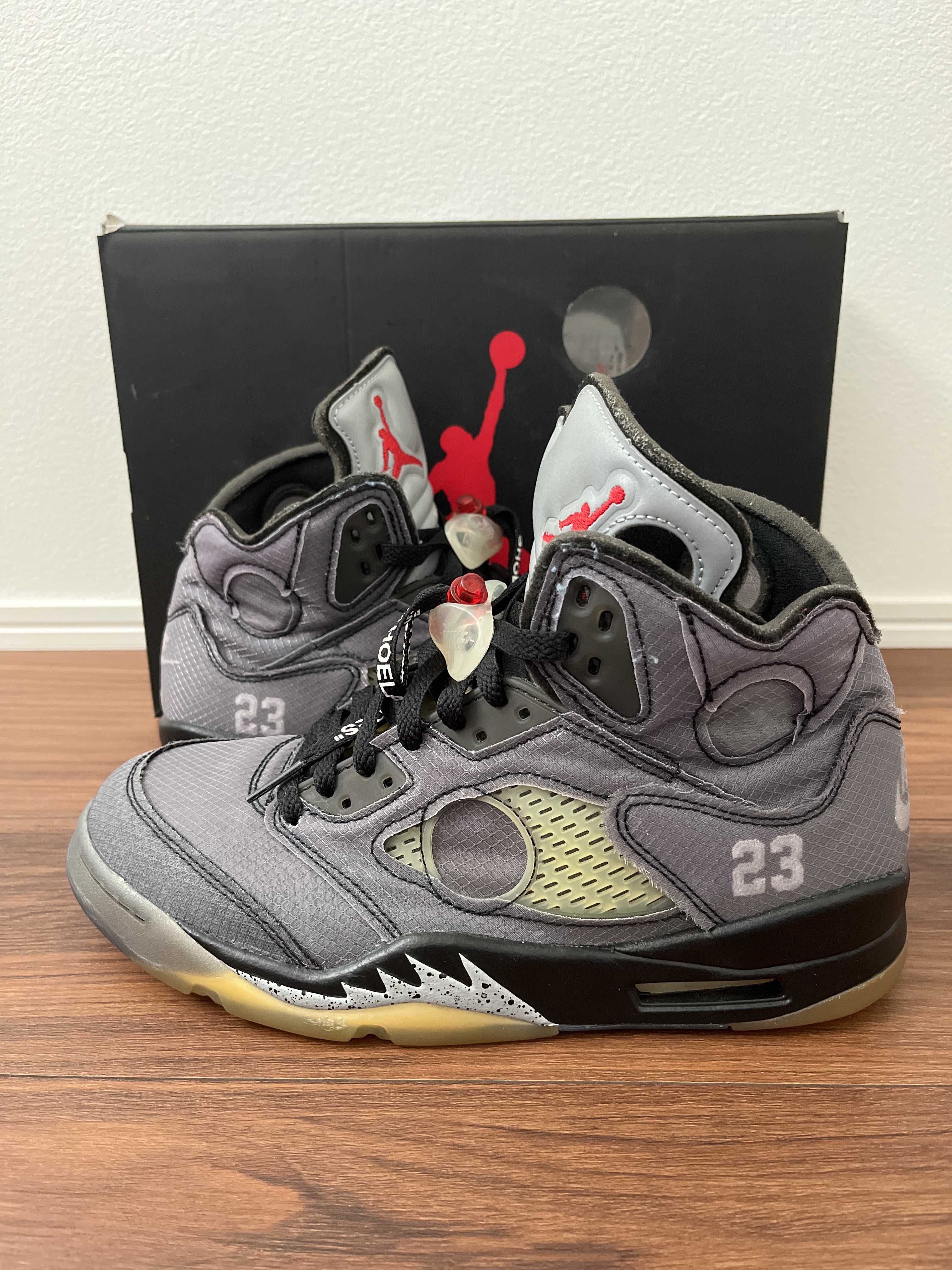 Off-White × Nike Air Jordan 5 "Black/Muslin/Fire Red"