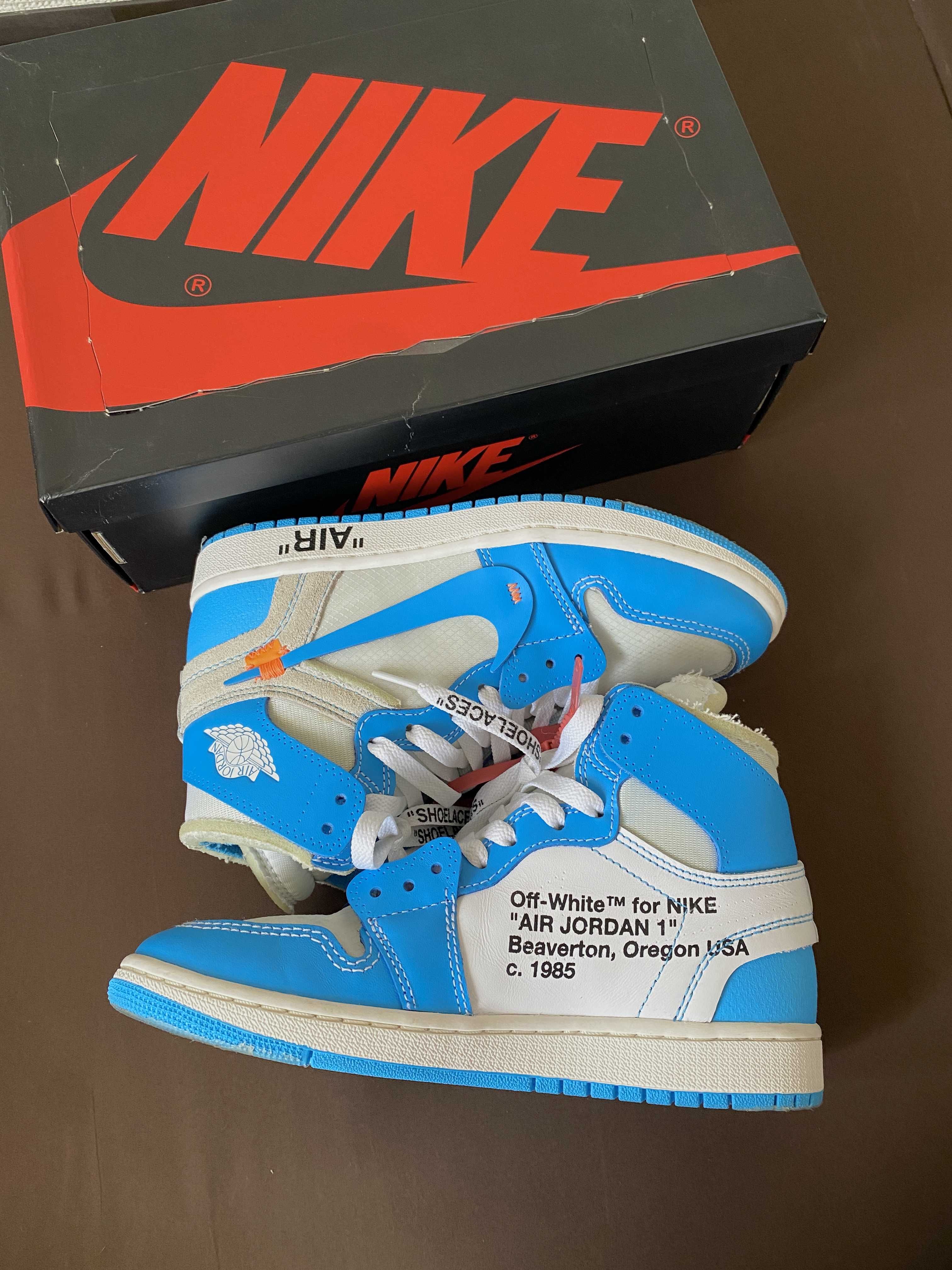 Off-White × Nike Air Jordan 1 High UNC "White/Dark Powder Blue"