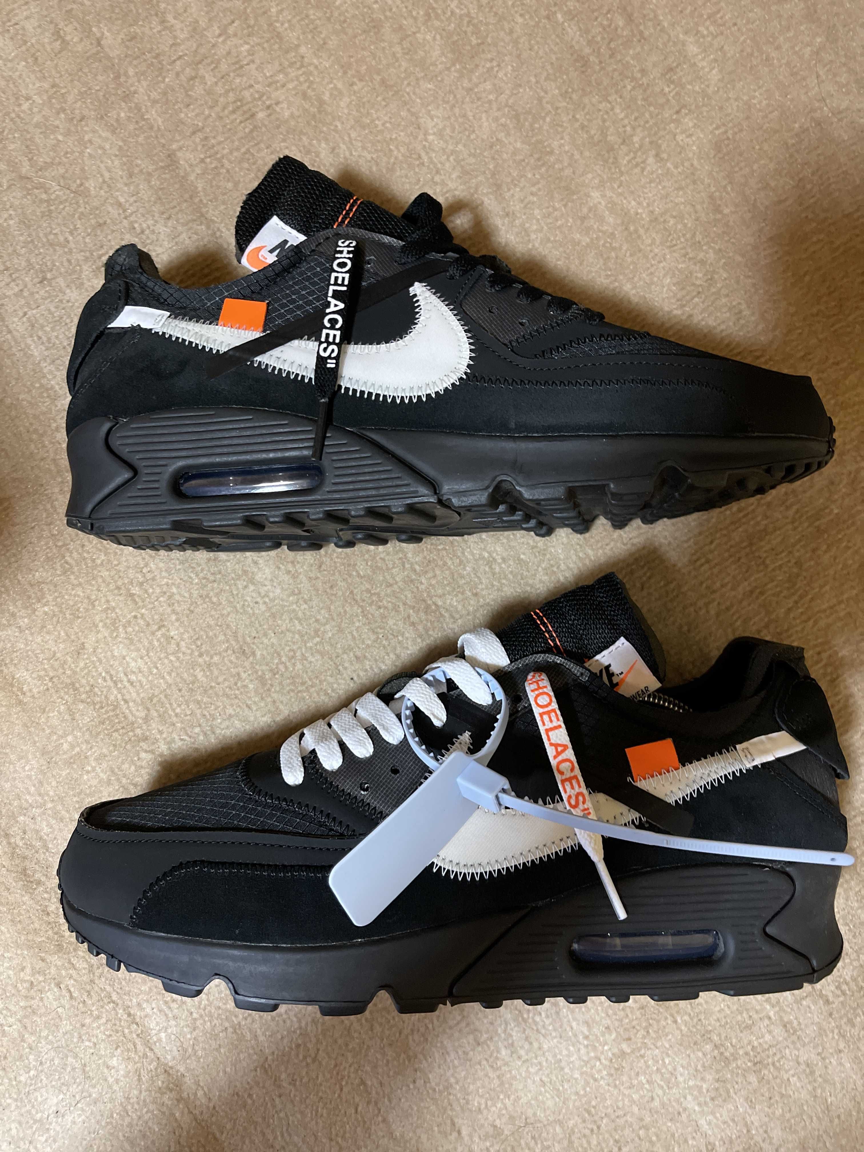 Off-White × Nike Air Max 90 "Black/Black-Cone-White"