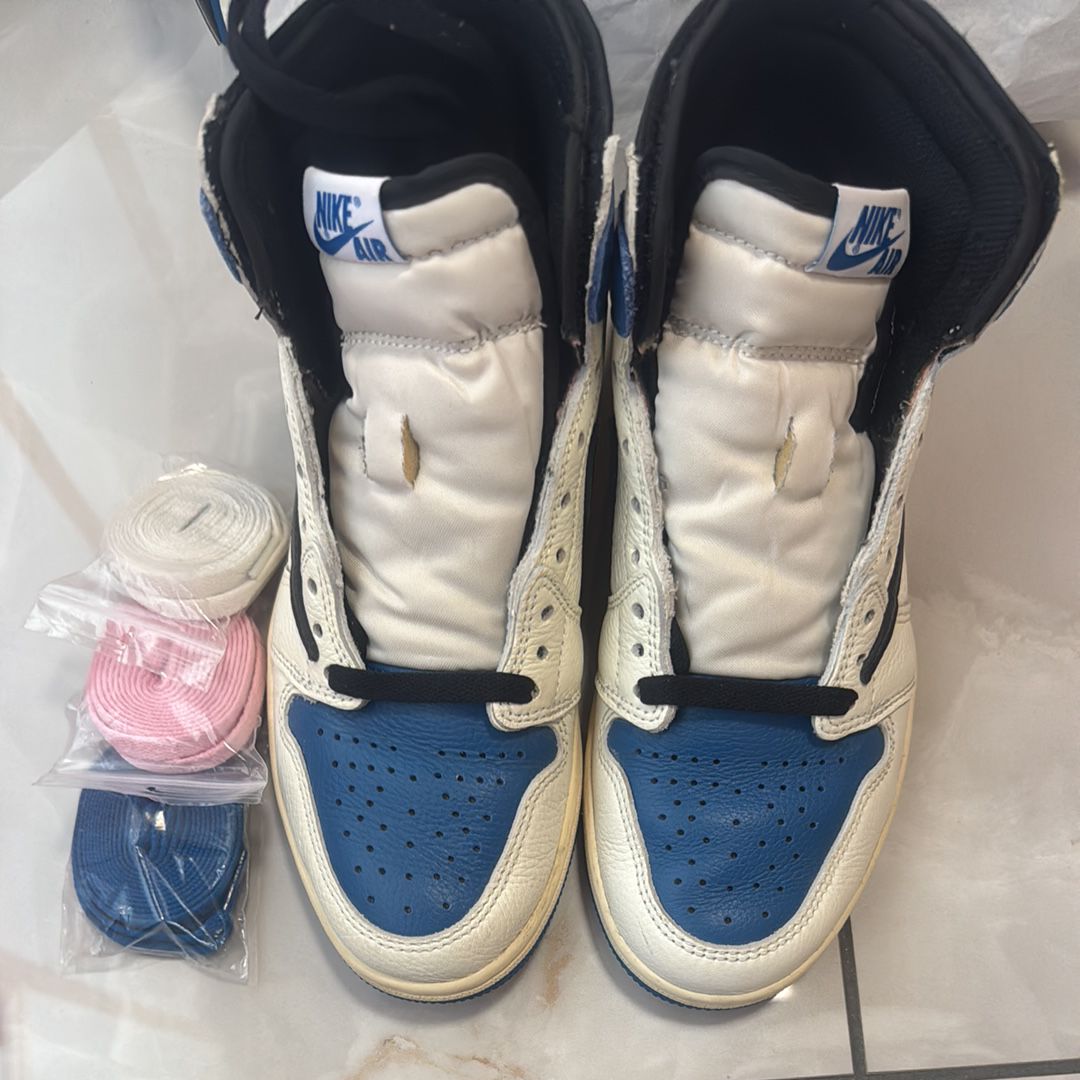 Travis Scott × fragment design × Nike Air Jordan 1 Retro High OG SP "Military Blue"