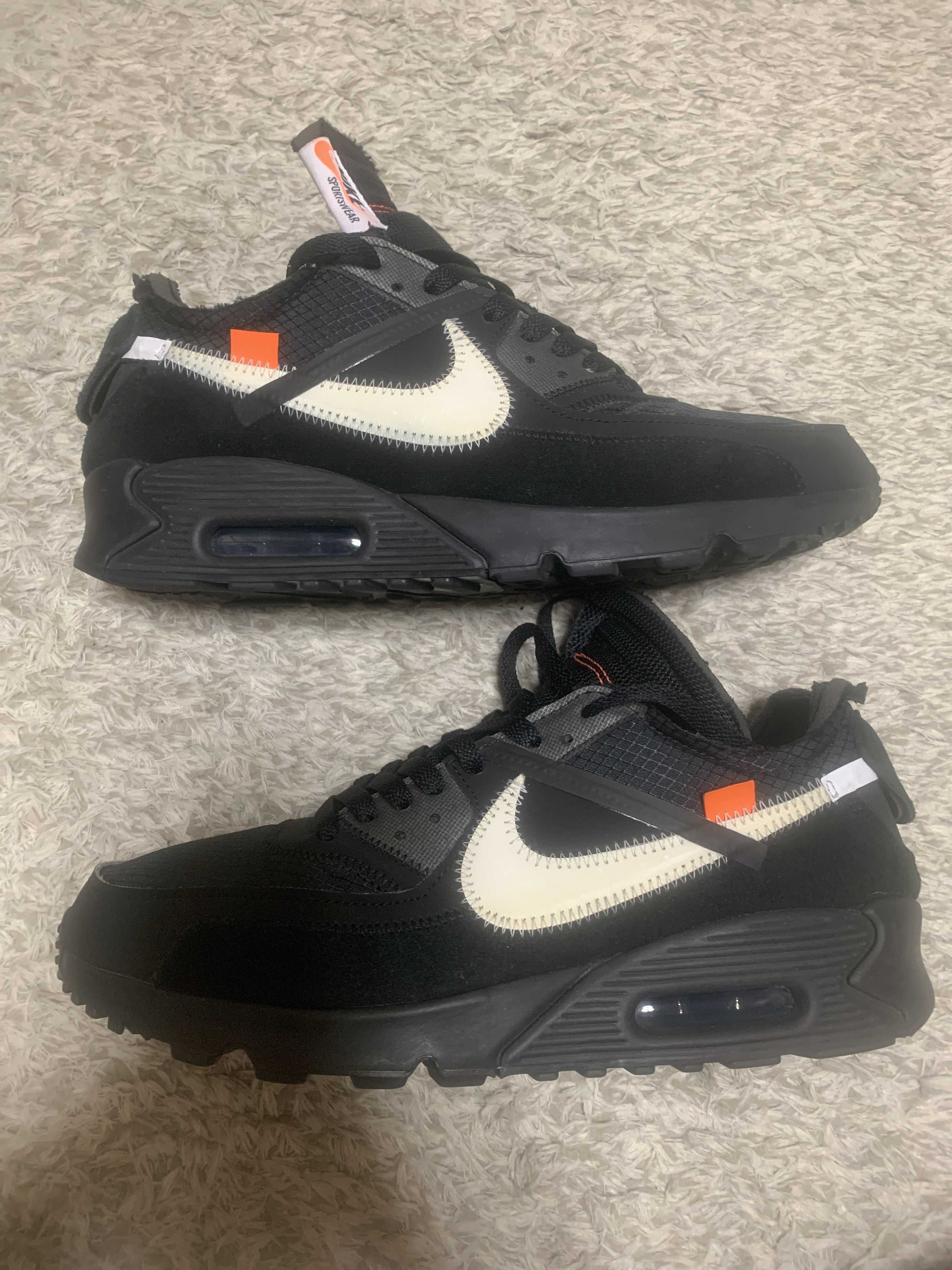 Off-White × Nike Air Max 90 "Black/Black-Cone-White"