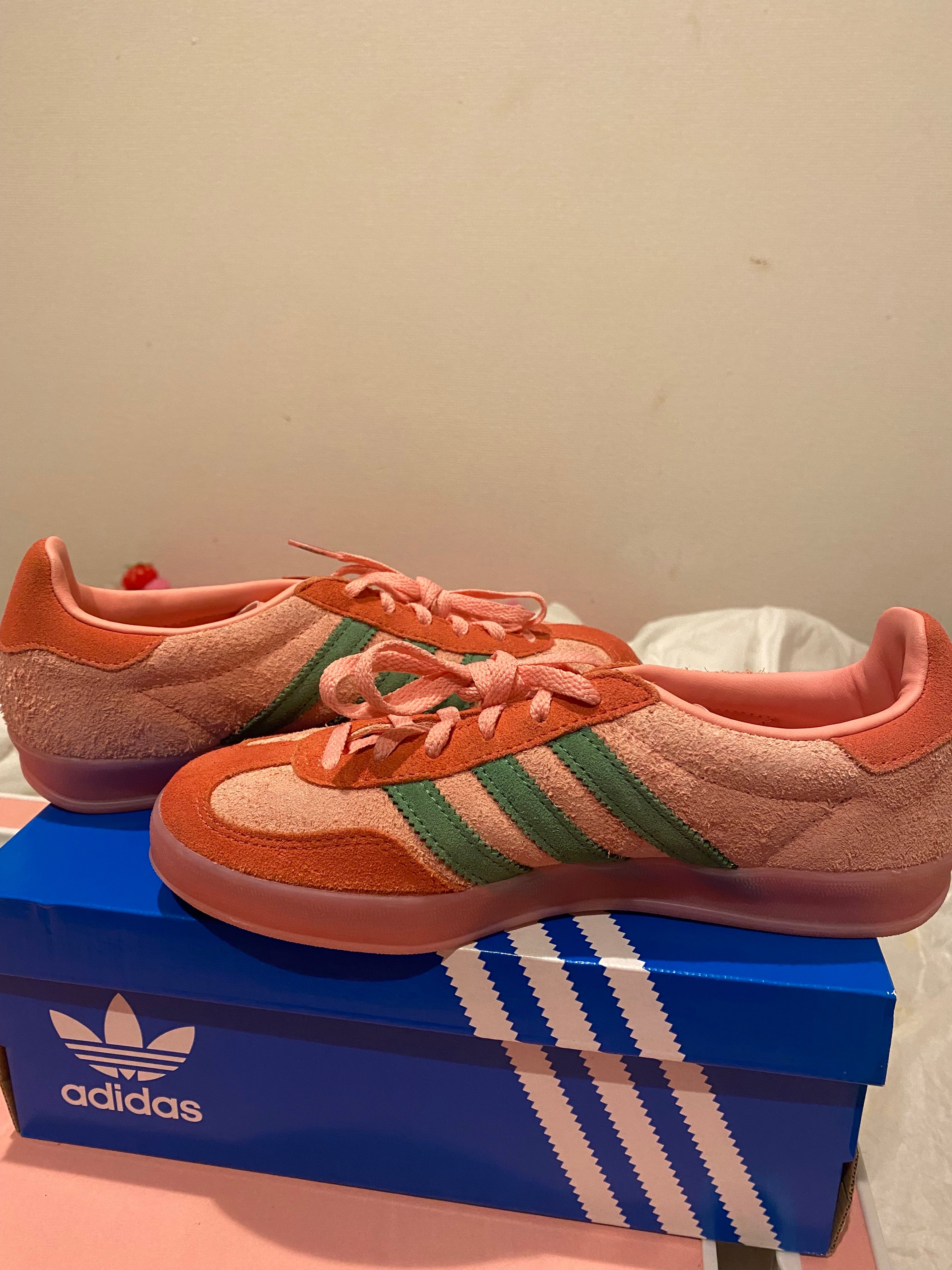 adidas Women's Gazelle Indoor "Semi Pink Spark/Preloved Green/Preloved Scarlet"