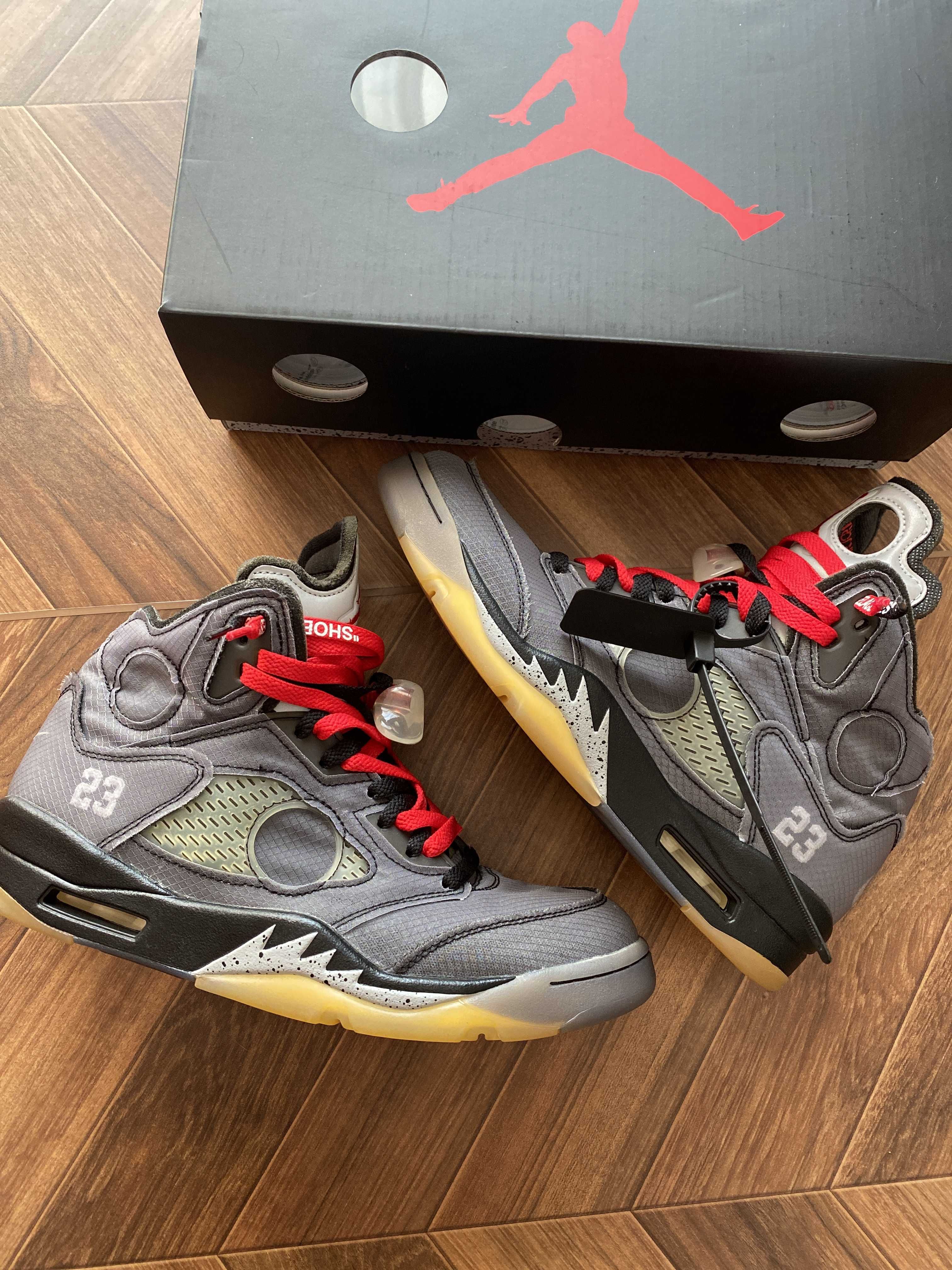 Off-White × Nike Air Jordan 5 "Black/Muslin/Fire Red"