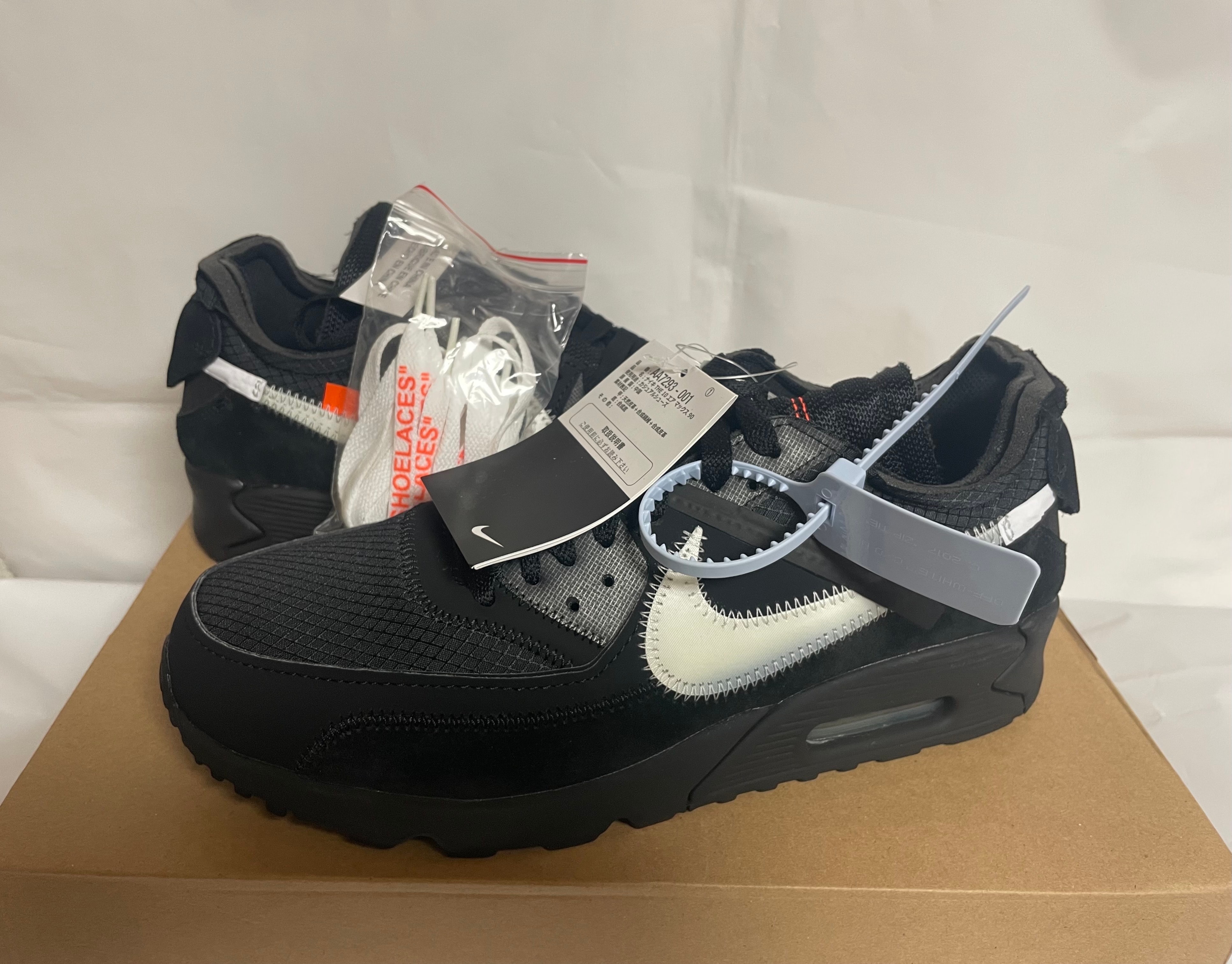 Off-White × Nike Air Max 90 "Black/Black-Cone-White"