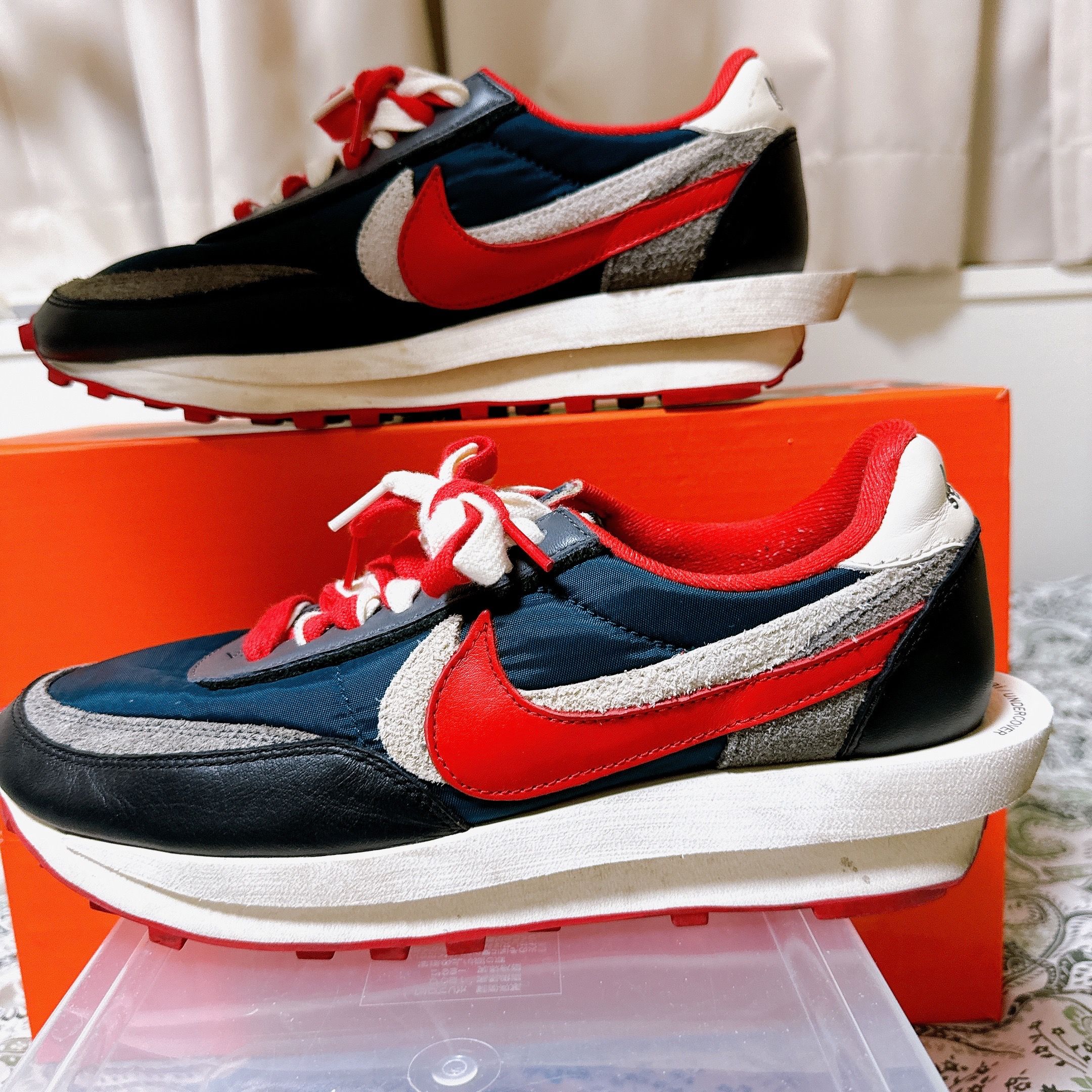 UNDERCOVER × sacai × Nike LD Waffle "Midnight Spruce/Pale Ivory-Dark Grey-University Red"