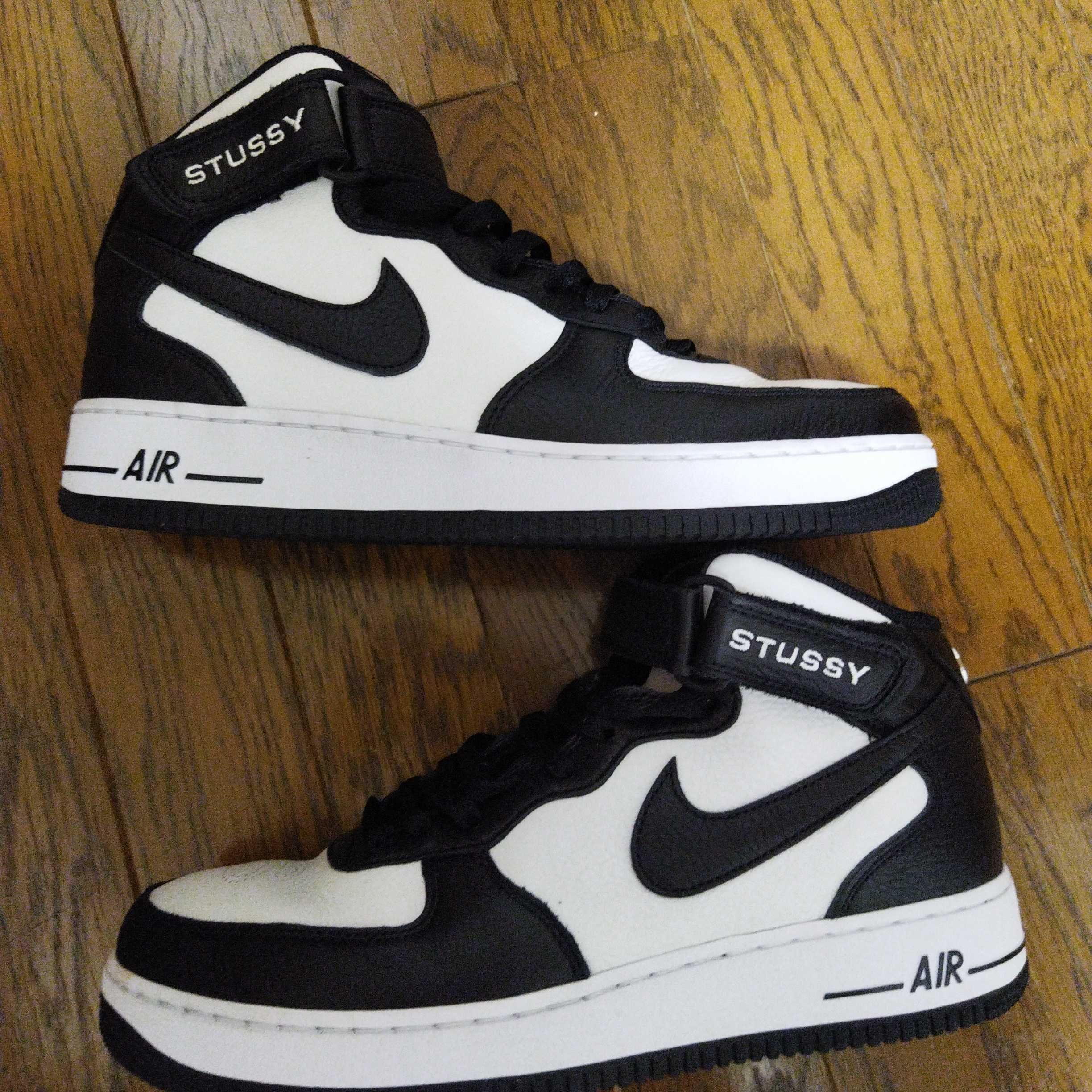 Stussy × Nike Air Force 1 Mid "Black and Light Bone"