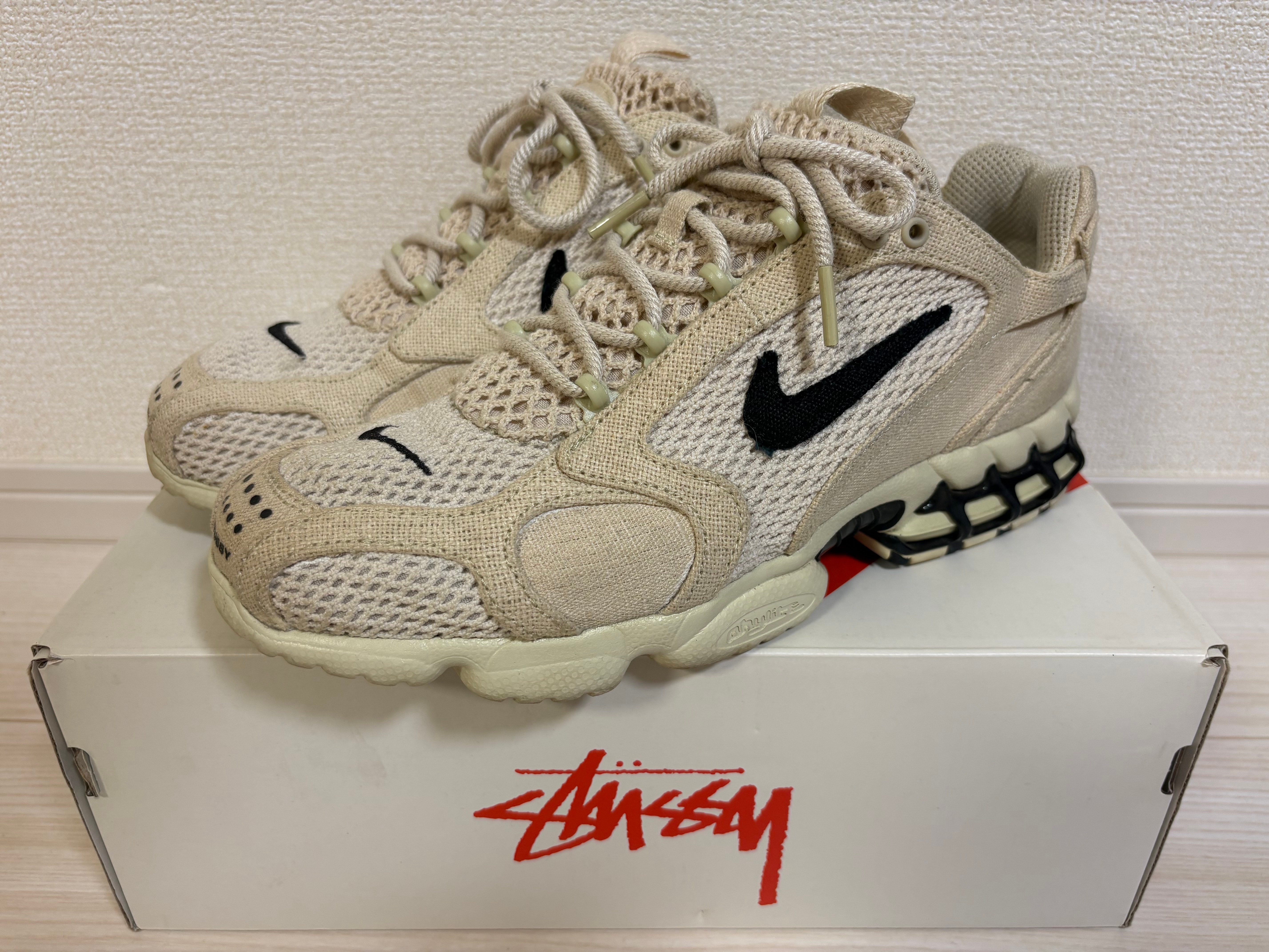 Stussy × Nike Air Zoom Spiridon CG 2 "Fossil/Black"