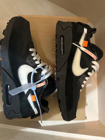 Off-White × Nike Air Max 90 "Black/Black-Cone-White"
