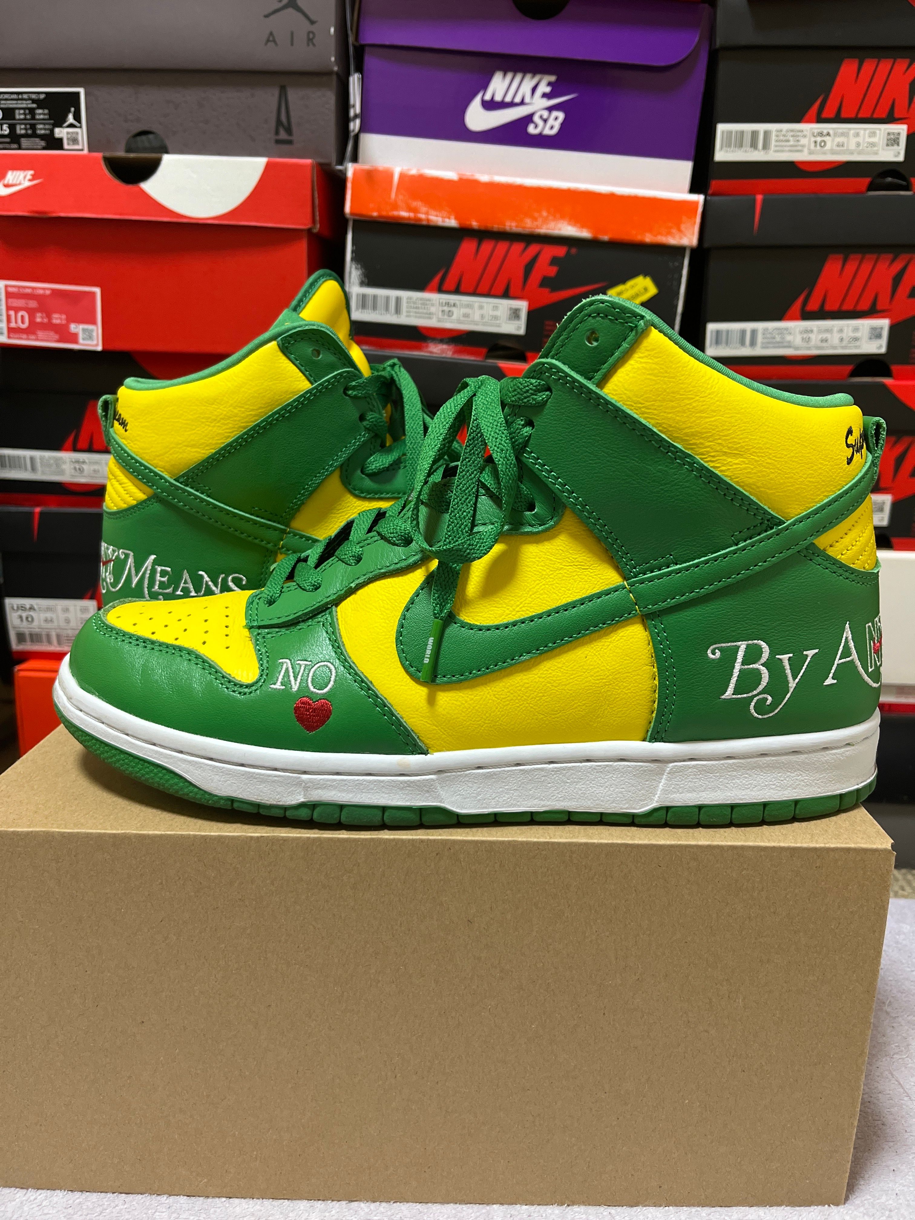 Supreme × Nike SB Dunk High By Any Means "Brazil"