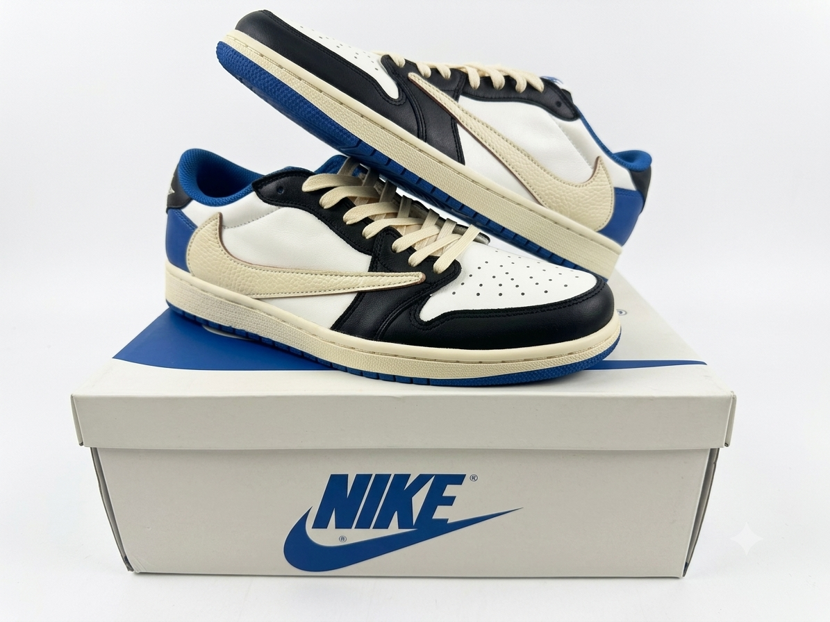 Travis Scott × fragment design × Nike Air Jordan 1 Low OG SP "Military Blue"