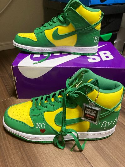 Supreme × Nike SB Dunk High By Any Means "Brazil"