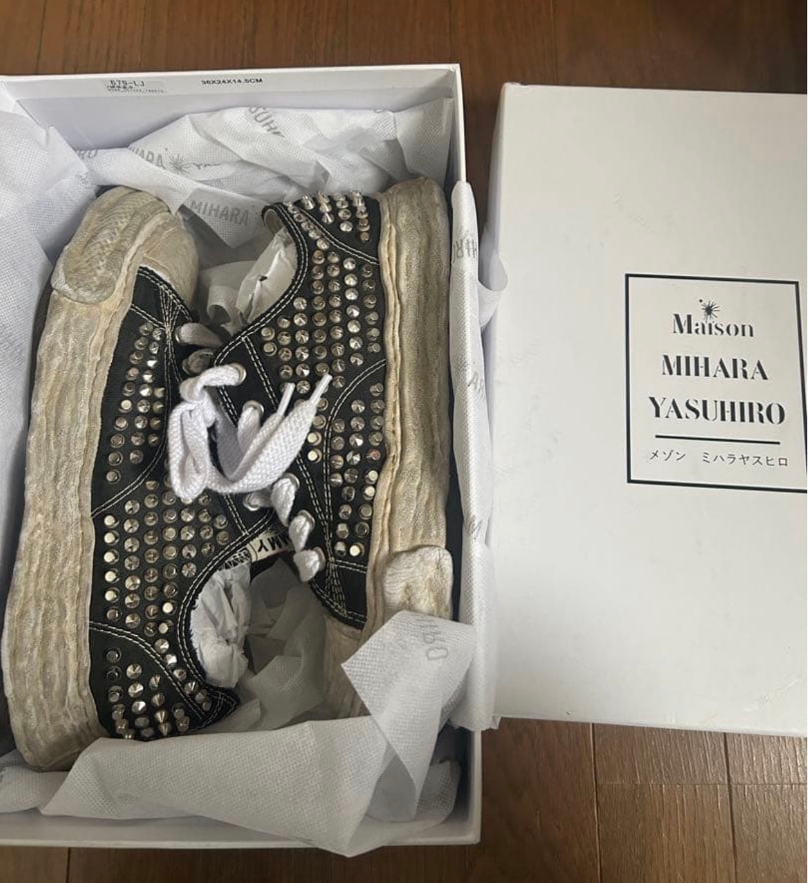 Maison MIHARA YASUHIRO PETERSON 23 OG Studded Canvas Low-top Sneaker "Black"