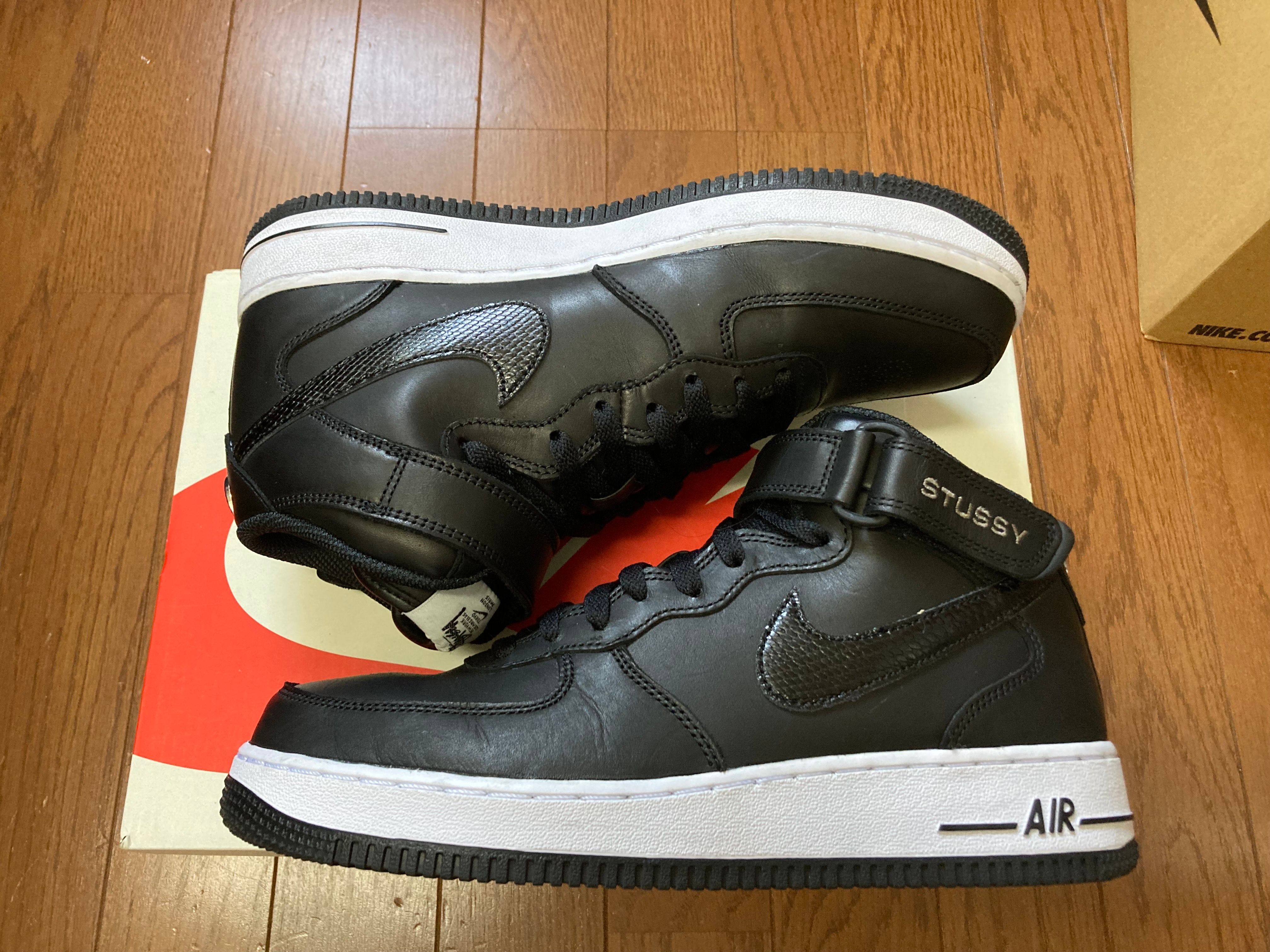 Stussy × Nike Air Force 1 Mid "Black/Black"