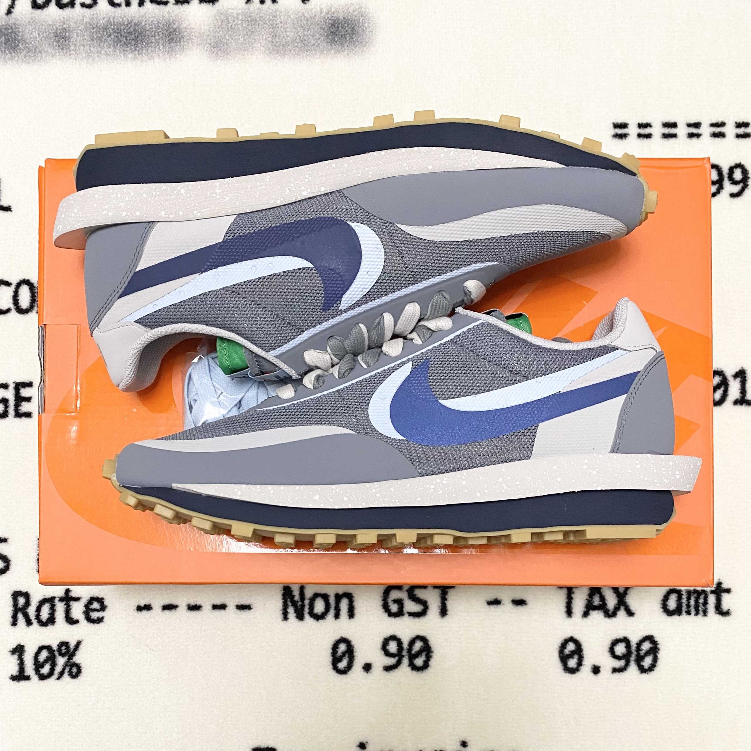 CLOT × Sacai × Nike LD Waffle "Grey Obsidian/Cool Grey"