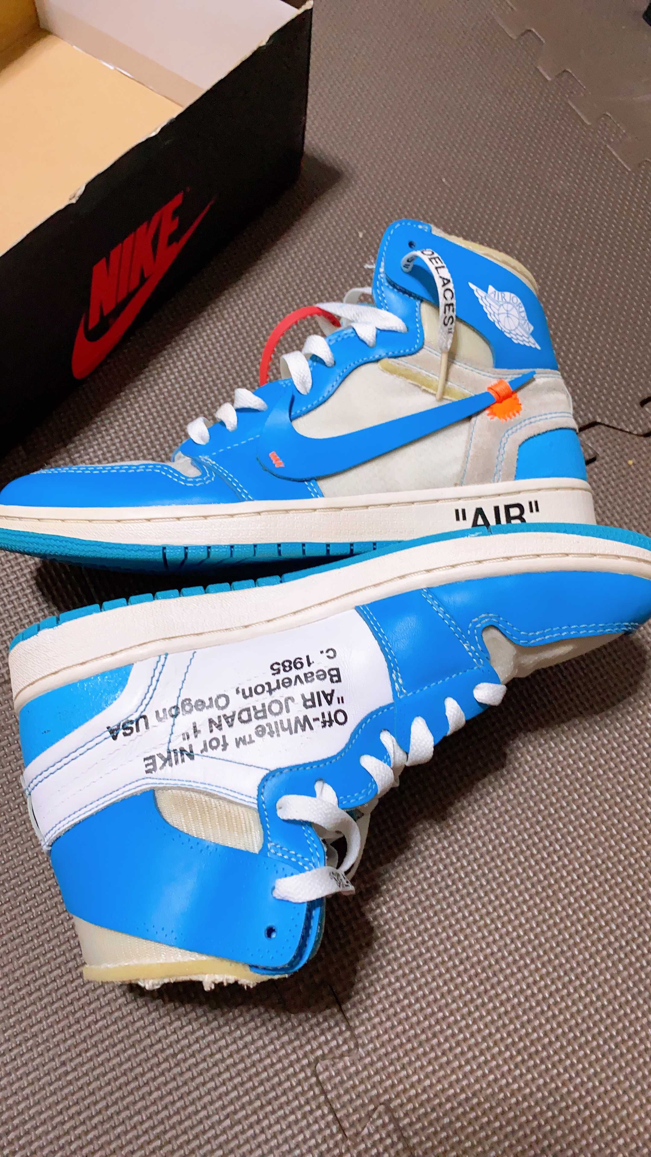 Off-White × Nike Air Jordan 1 High UNC "White/Dark Powder Blue"