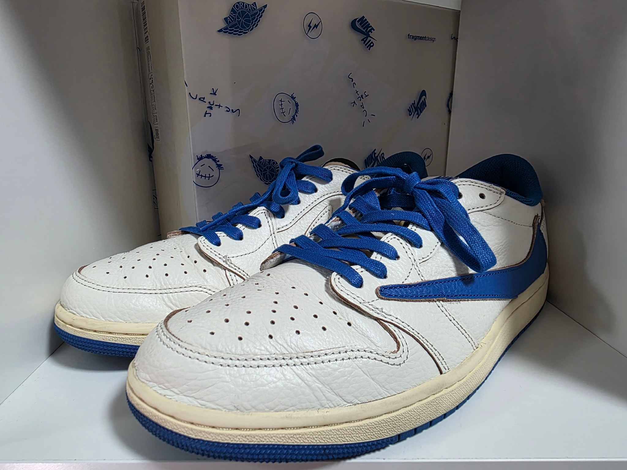 Travis Scott × fragment design × Nike Air Jordan 1 Low OG "Sail/Military Blue"