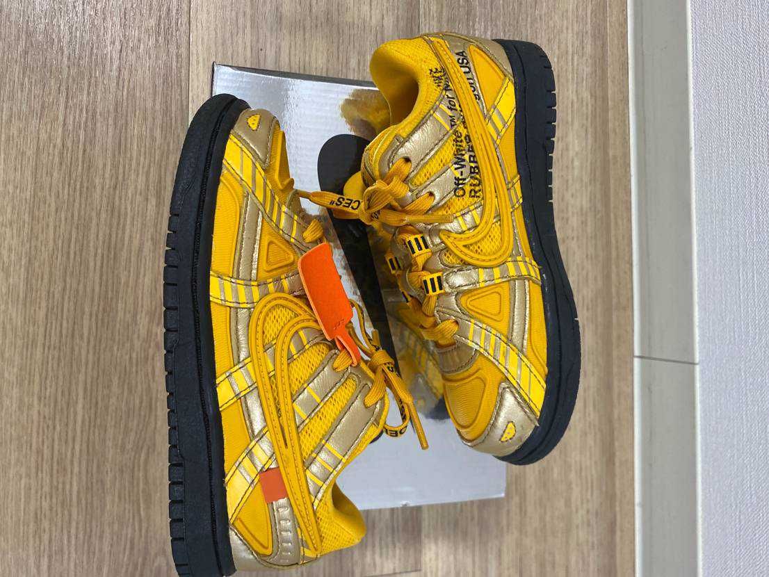 Off-White × Nike PS Air Rubber Dunk "University Gold"