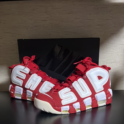 Supreme × Nike Air More Uptempo "White/Red"