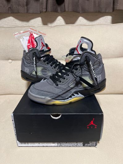 Off-White × Nike Air Jordan 5 "Black/Muslin/Fire Red"