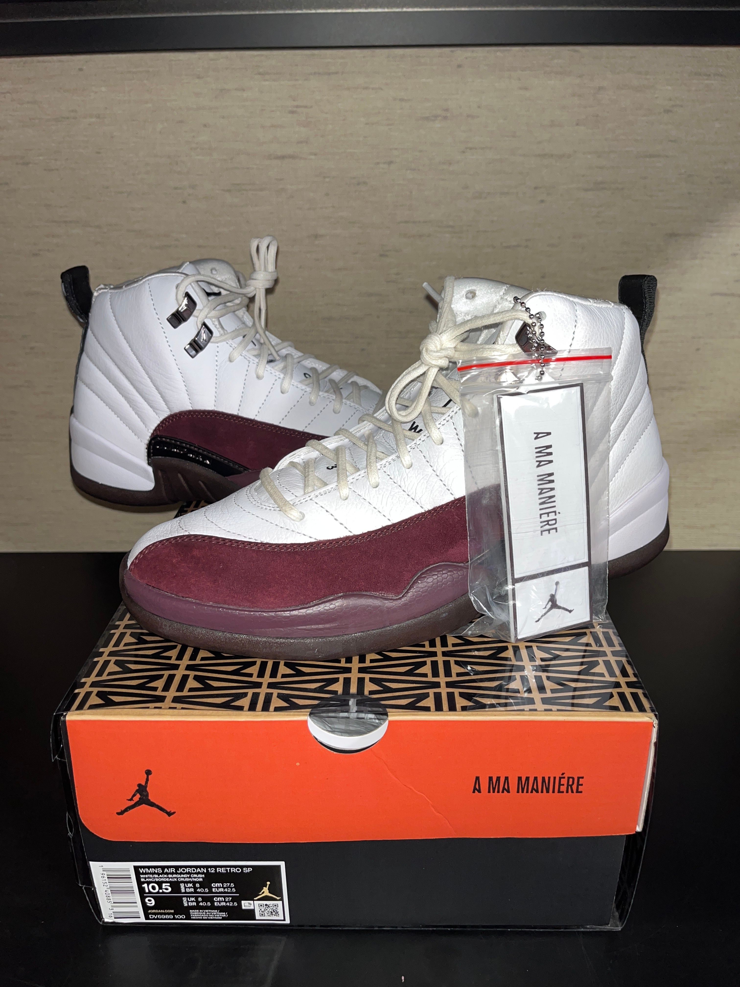 A Ma Maniere × Nike Women's Air Jordan 12 "White and Burgundy Crush"