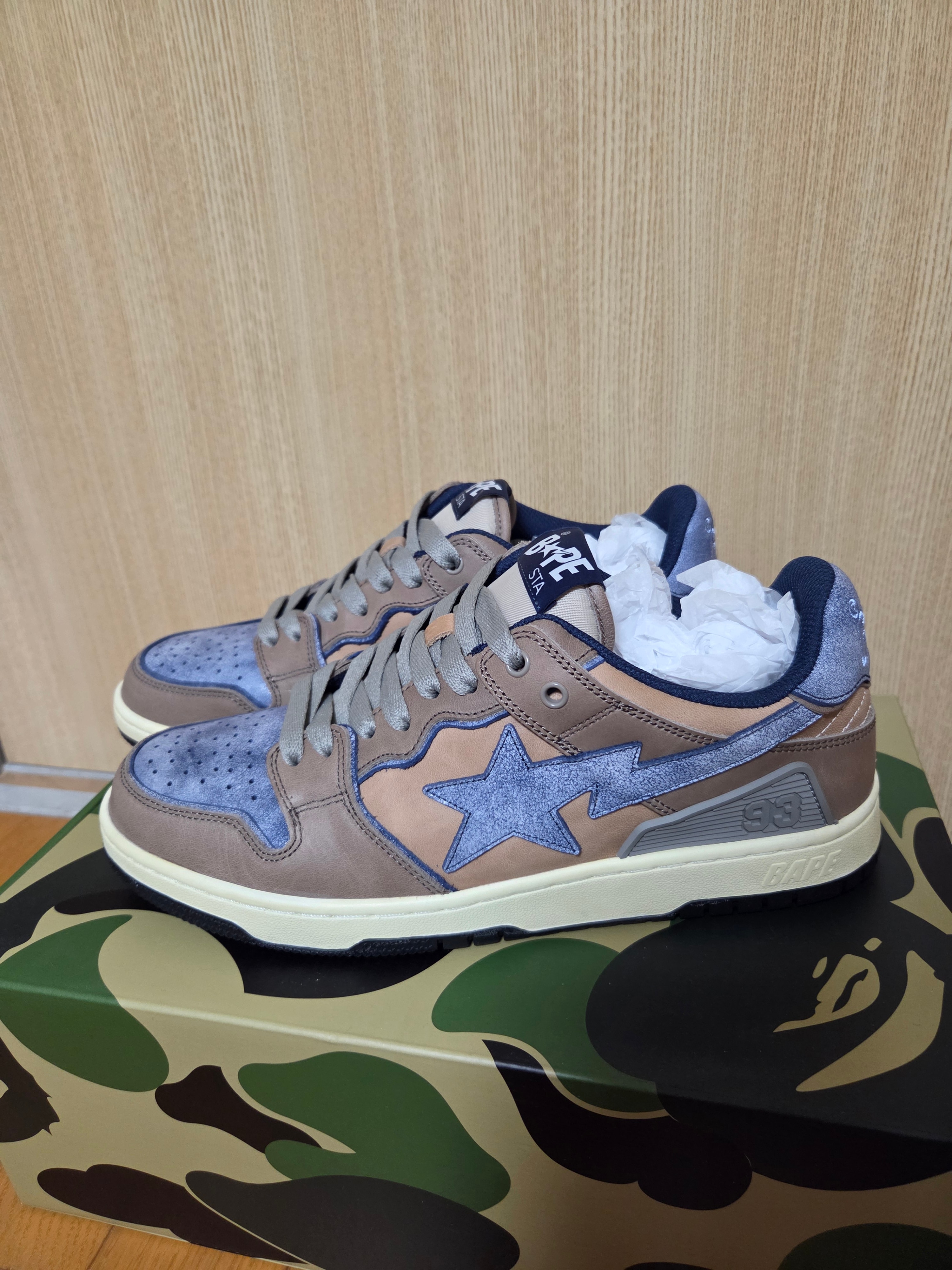 ア ベイジング エイプ スケートスタ #3 "ベージュ/インディゴ/ブラック"