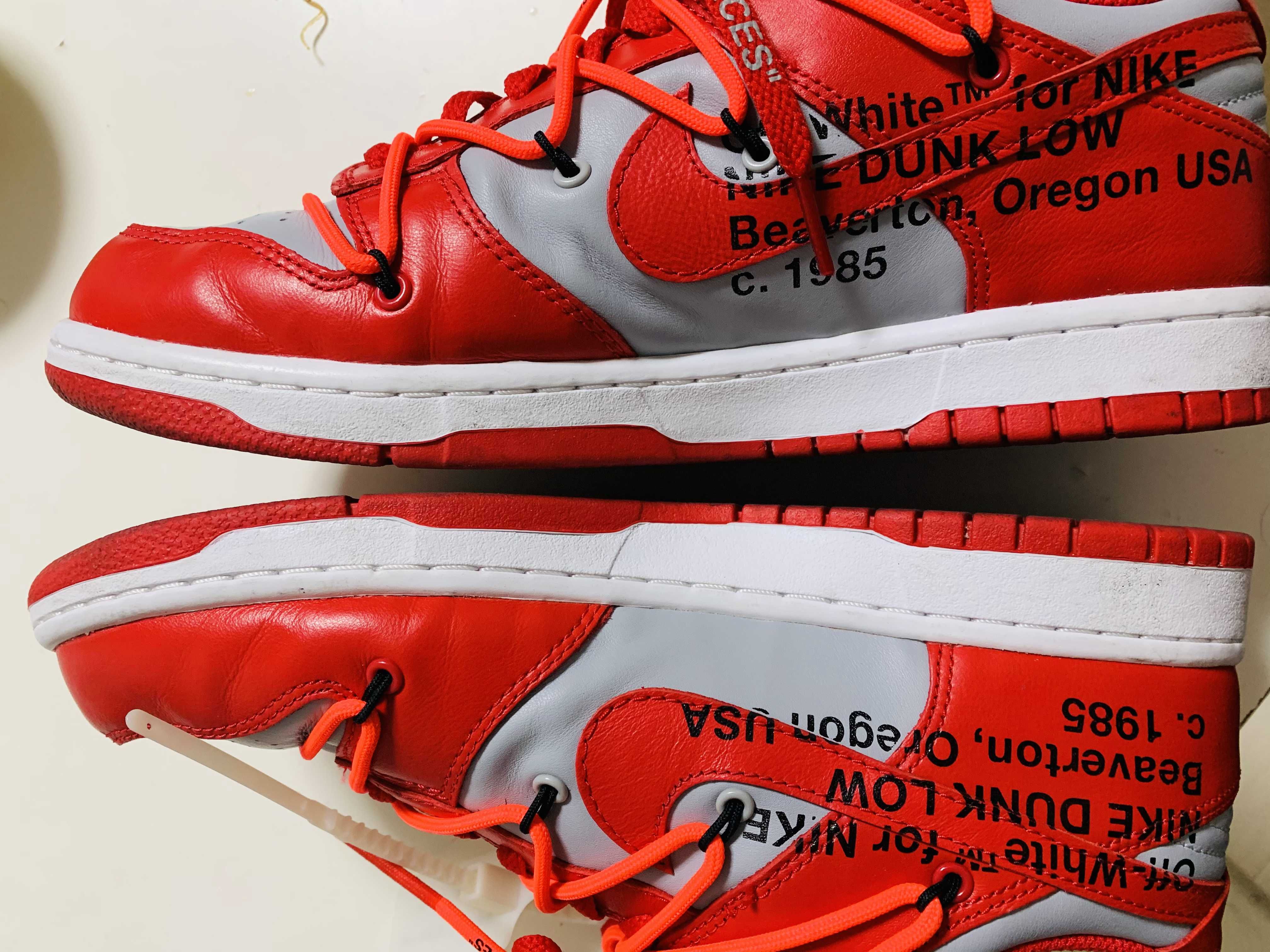 Off-White × Nike Dunk Low "University Red/Wolf Grey"