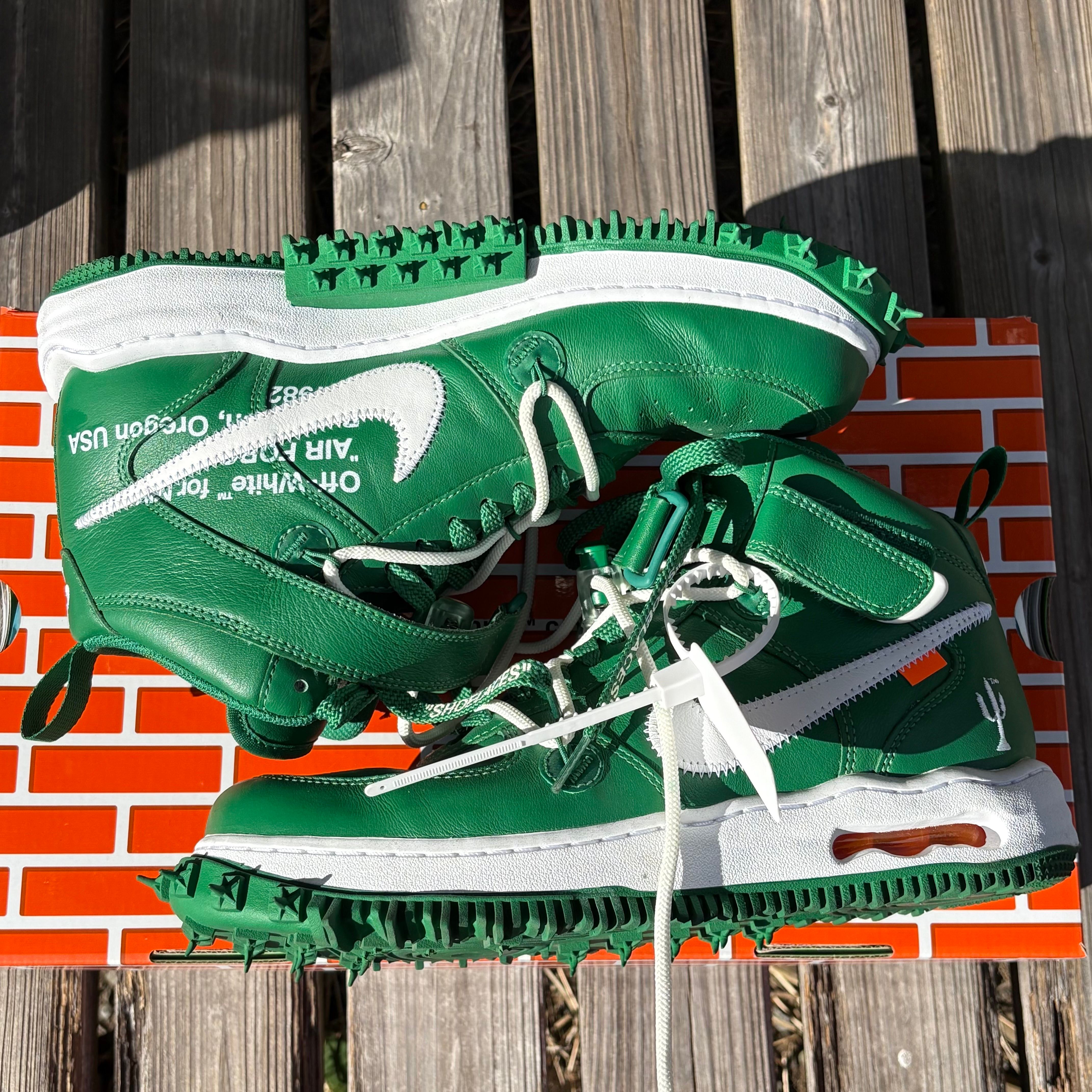 Off-White × Nike Air Force 1 Mid SP LTHR "Pine Green"