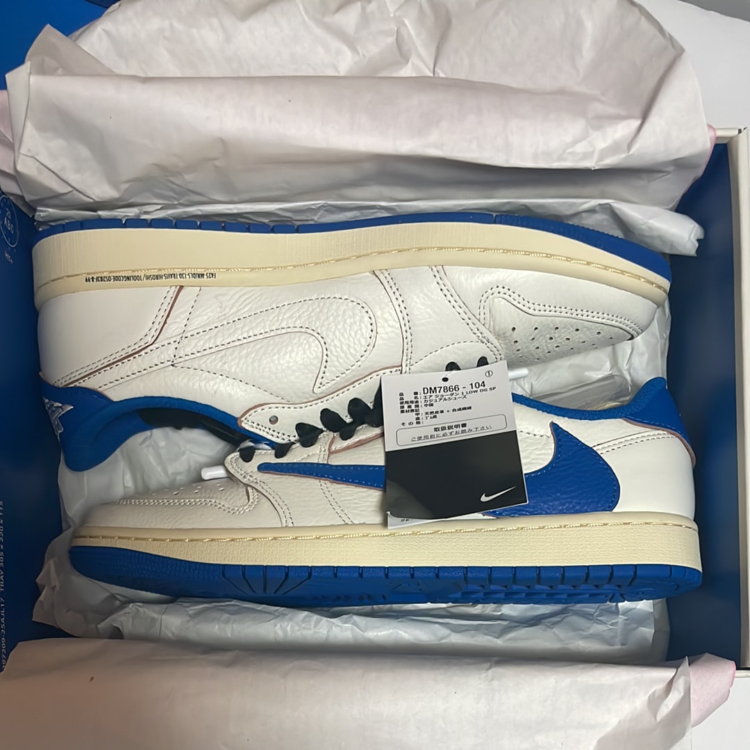 Travis Scott × fragment design × Nike Air Jordan 1 Low OG "Sail/Military Blue"