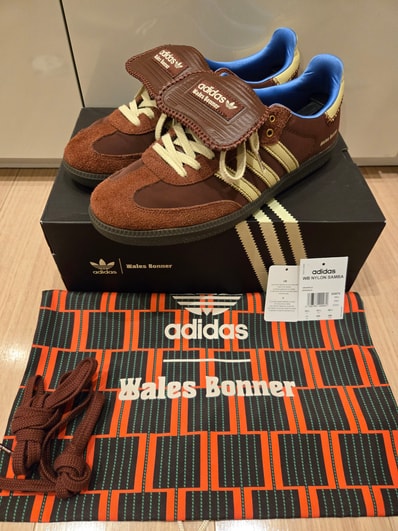 Wales Bonner × adidas Samba Nylon Low "Fox Brown/Sandy Beige/Lucky Blue"