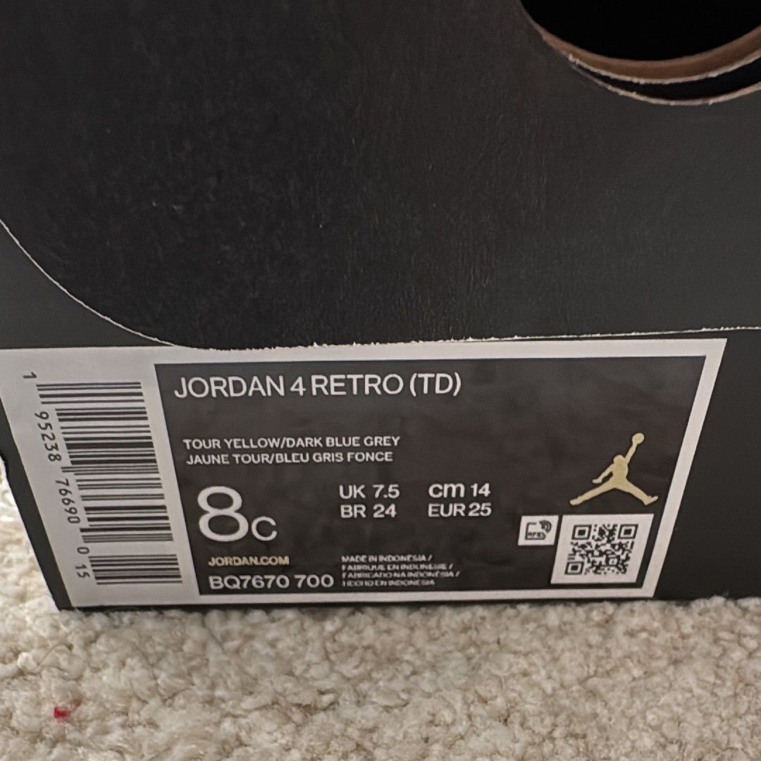 Nike TD Air Jordan 4 "Tour Yellow"