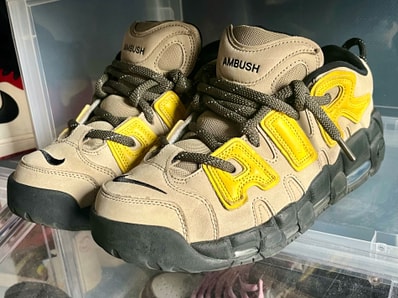 AMBUSH × Nike Air More Uptempo Low "Vivid Sulfur and Limestone"
