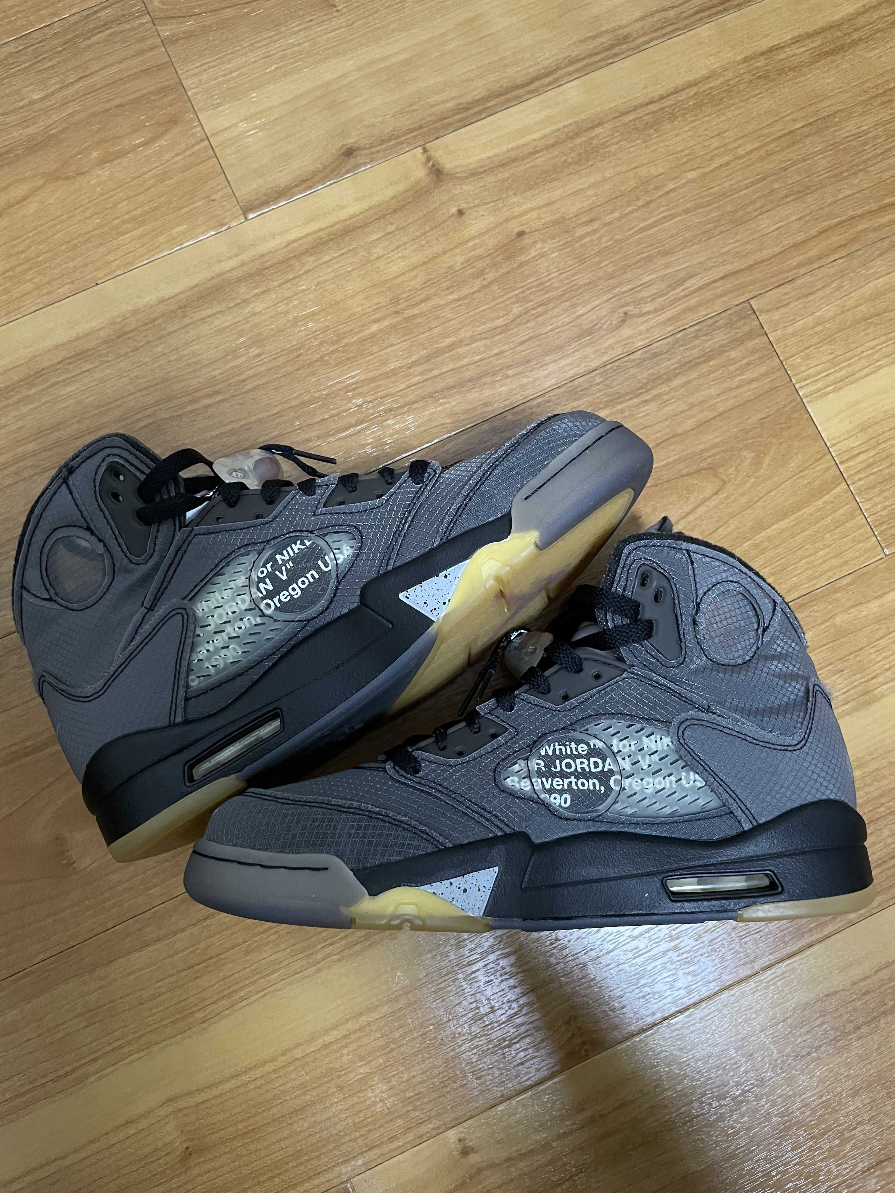 Off-White × Nike Air Jordan 5 "Black/Muslin/Fire Red"