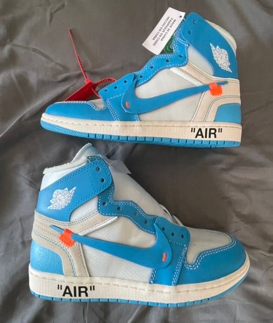 Off-White × Nike Air Jordan 1 High UNC "White/Dark Powder Blue"