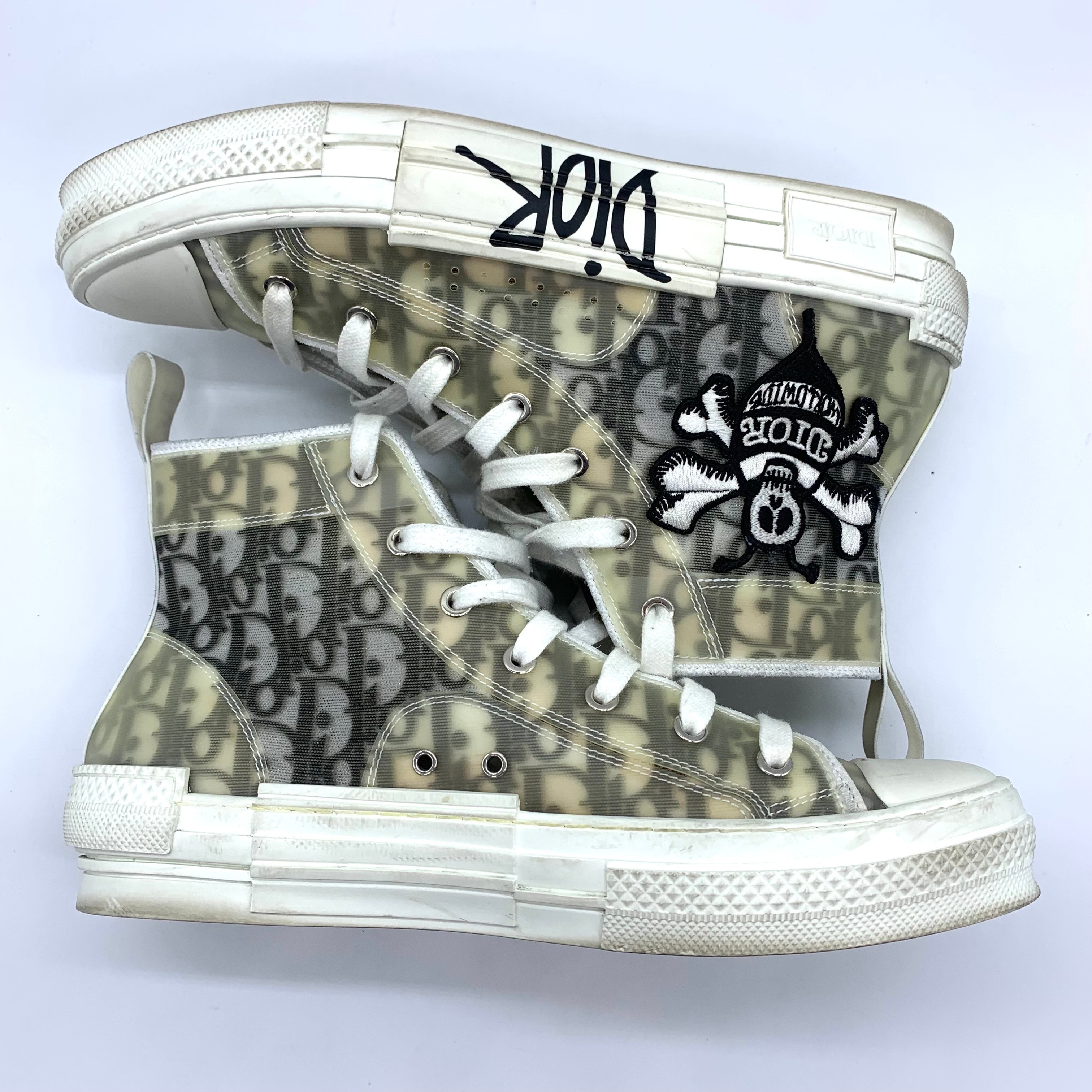 Dior × Shawn Stussy B23 High Top Sneaker Dior Oblique Bee Embroidery Patch "White"